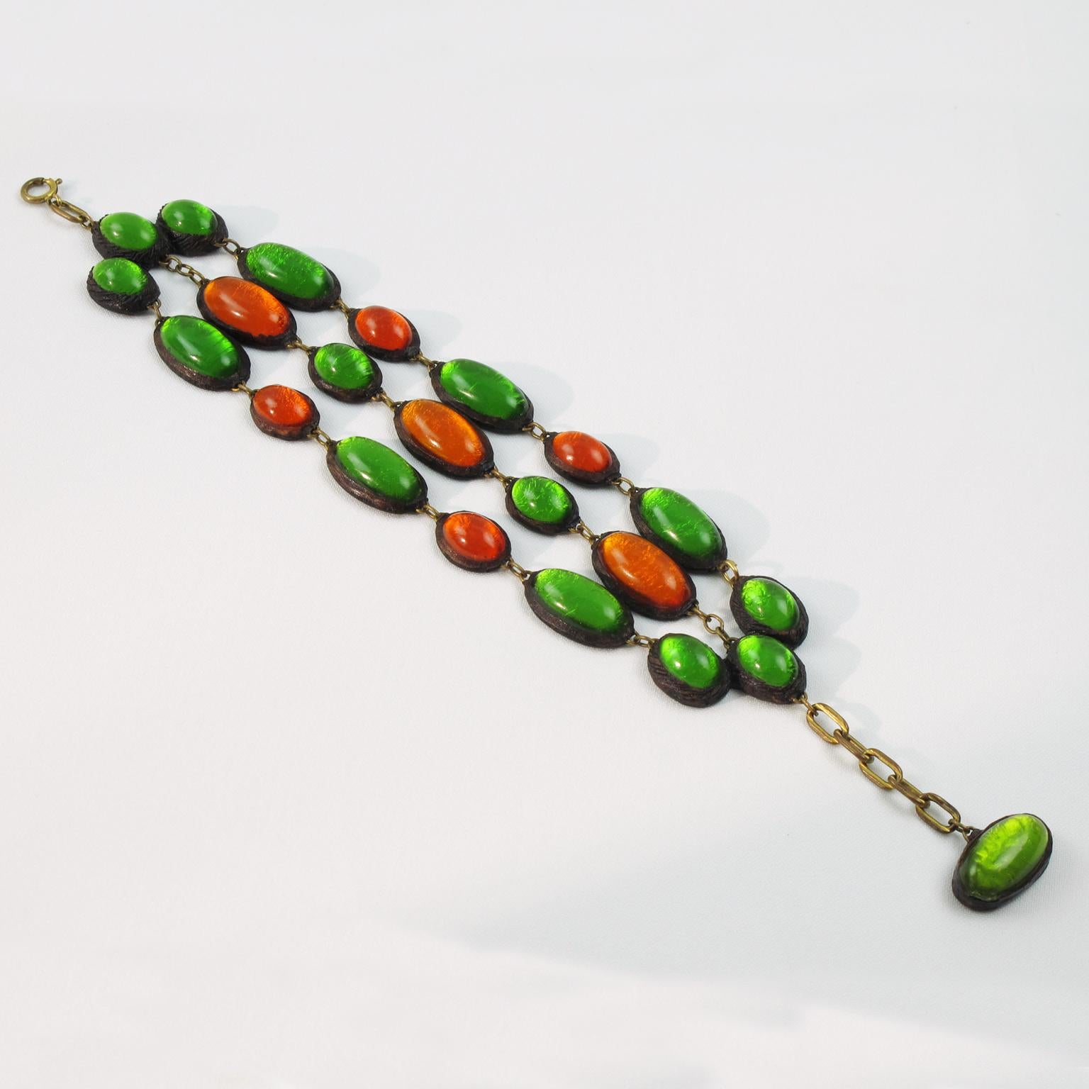 Modernist Line Vautrin School Bi-Color Talosel Link Bracelet For Sale