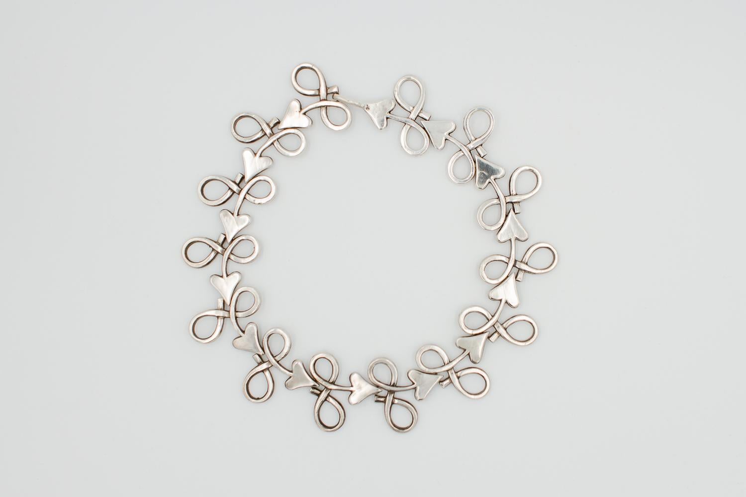 Line Vautrin Versilberte Bronze-Halskette „Entrelacs“ „Tracery“ 1950“ (Arts and Crafts) im Angebot