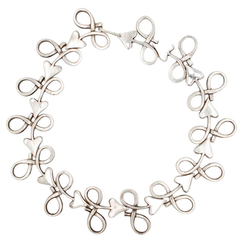 Line Vautrin Versilberte Bronze-Halskette „Entrelacs“ „Tracery“ 1950“ im Angebot
