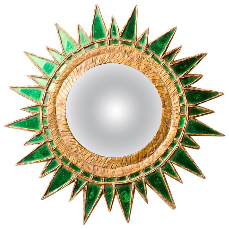 A sunburst Convex Mirror, in the style of Line Vautrin For Sale