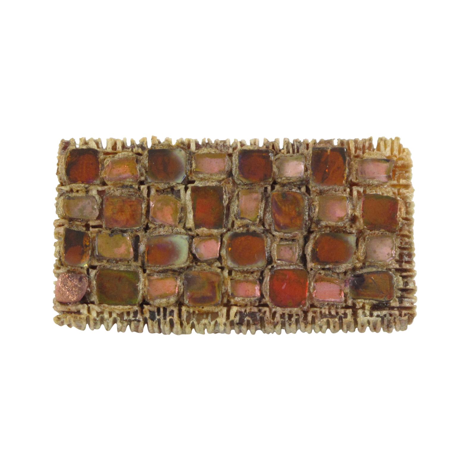 Line Vautrin Talosel Pink Mirror Checkerboard Brooch Pin For Sale