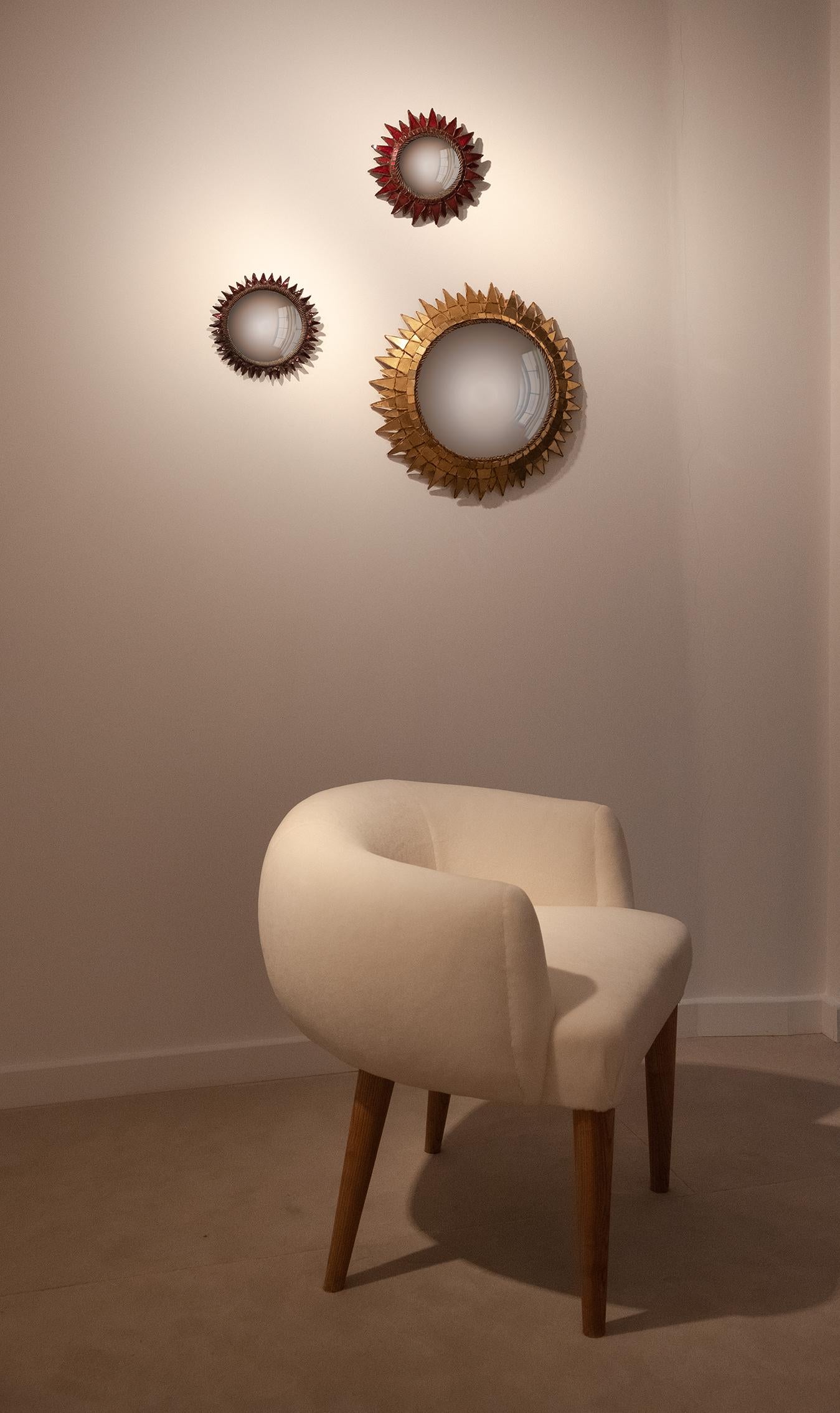 Contemporary Line Vautrin's ‘Soleil à Pointes n. 2’ red mirror from the '50s