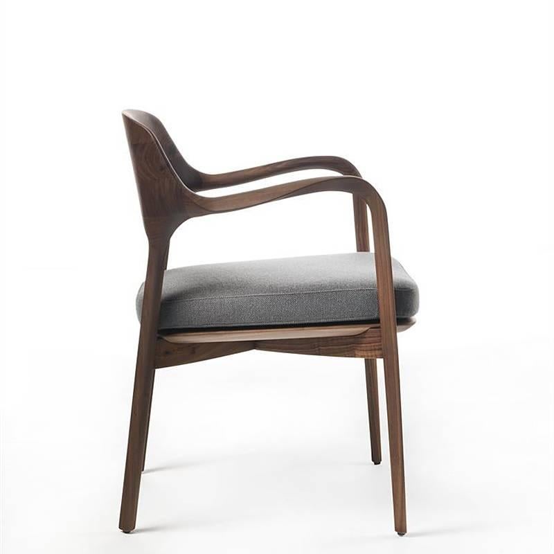 Contemporary Linea Armchair in Solid Walnut For Sale