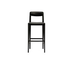 Linea Barstool, Blackened Oak with Upholstered Seat and Backrest in Leather