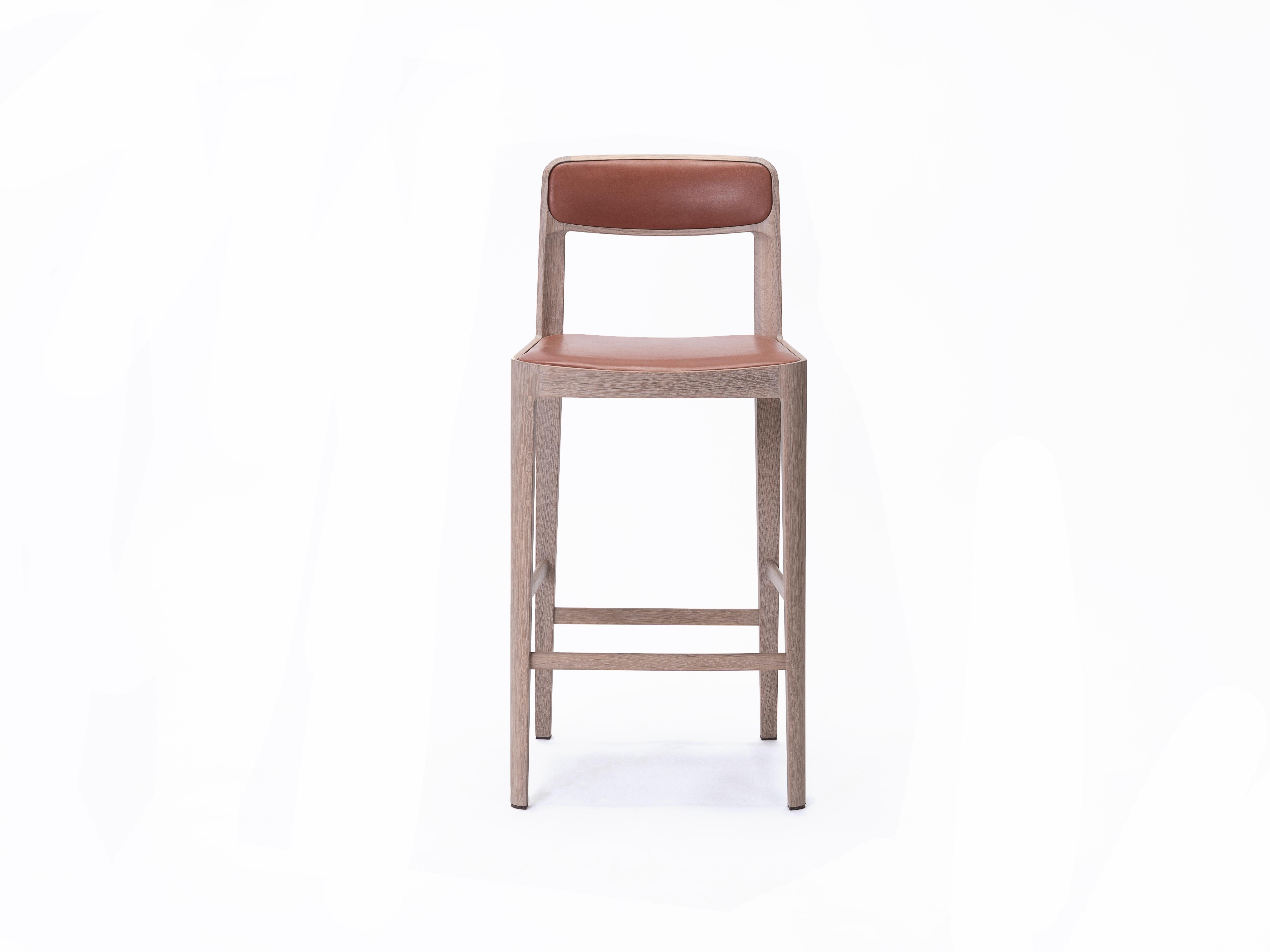 The Linea stool articulates a devotion to lightness and material aptitude. This sinuous structure of elegant proportions is hand carved to create its unique form. Available in both bar and counter height versions.

*Wood and Leather finishes on this