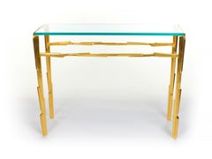Linea Console Table Gilded with 23K Yellow Gold by Benediko, Limited Edition