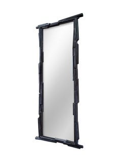 Skulpturaler maßgefertigter Wandspiegel „Linea“ Nr.2 in schwarzer Gipsausführung von Benediko