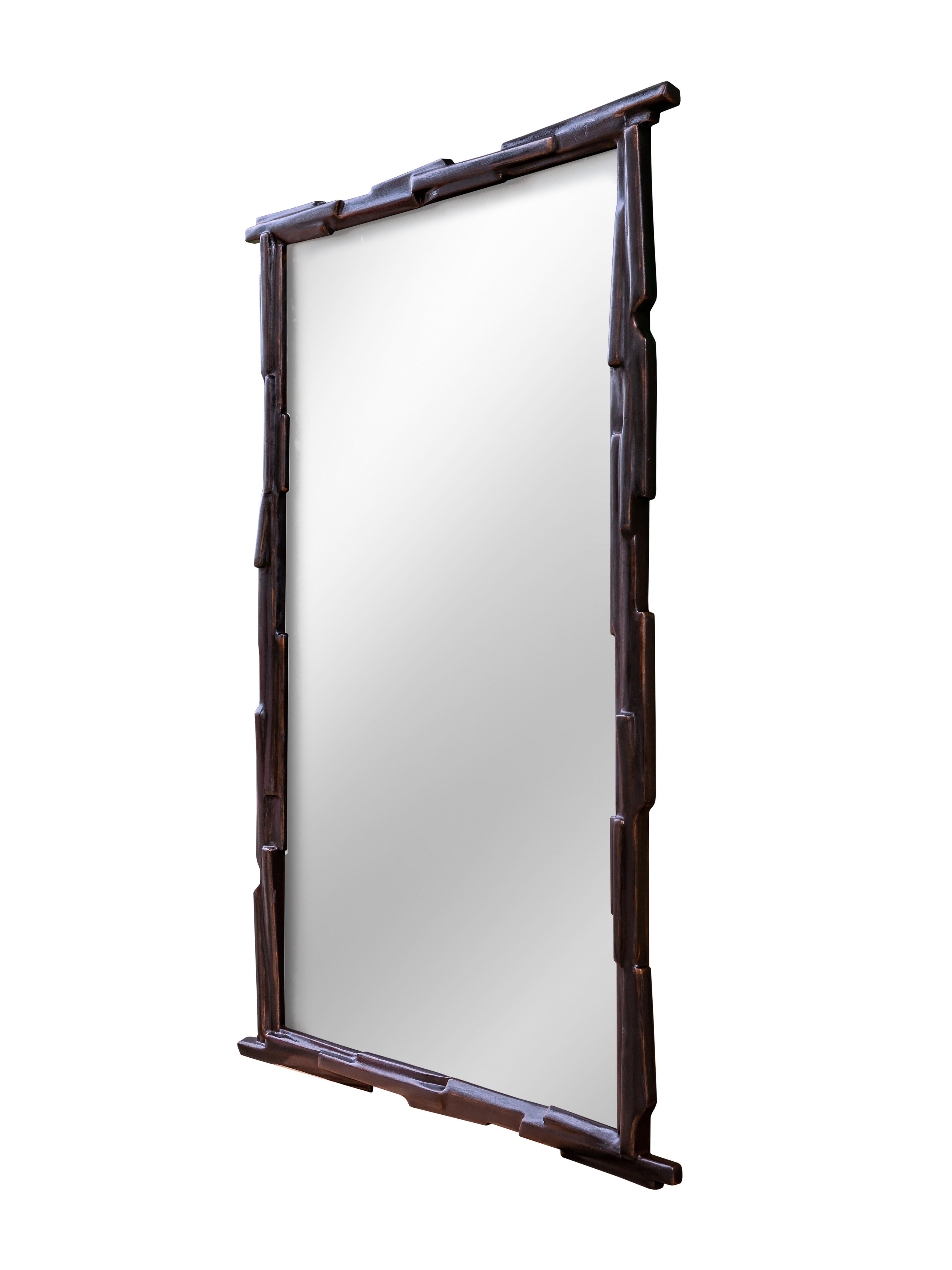 Art Deco “Linea No.1”, Limited Edition Wall Mirror, Bronze Plaster Finish, Benediko For Sale