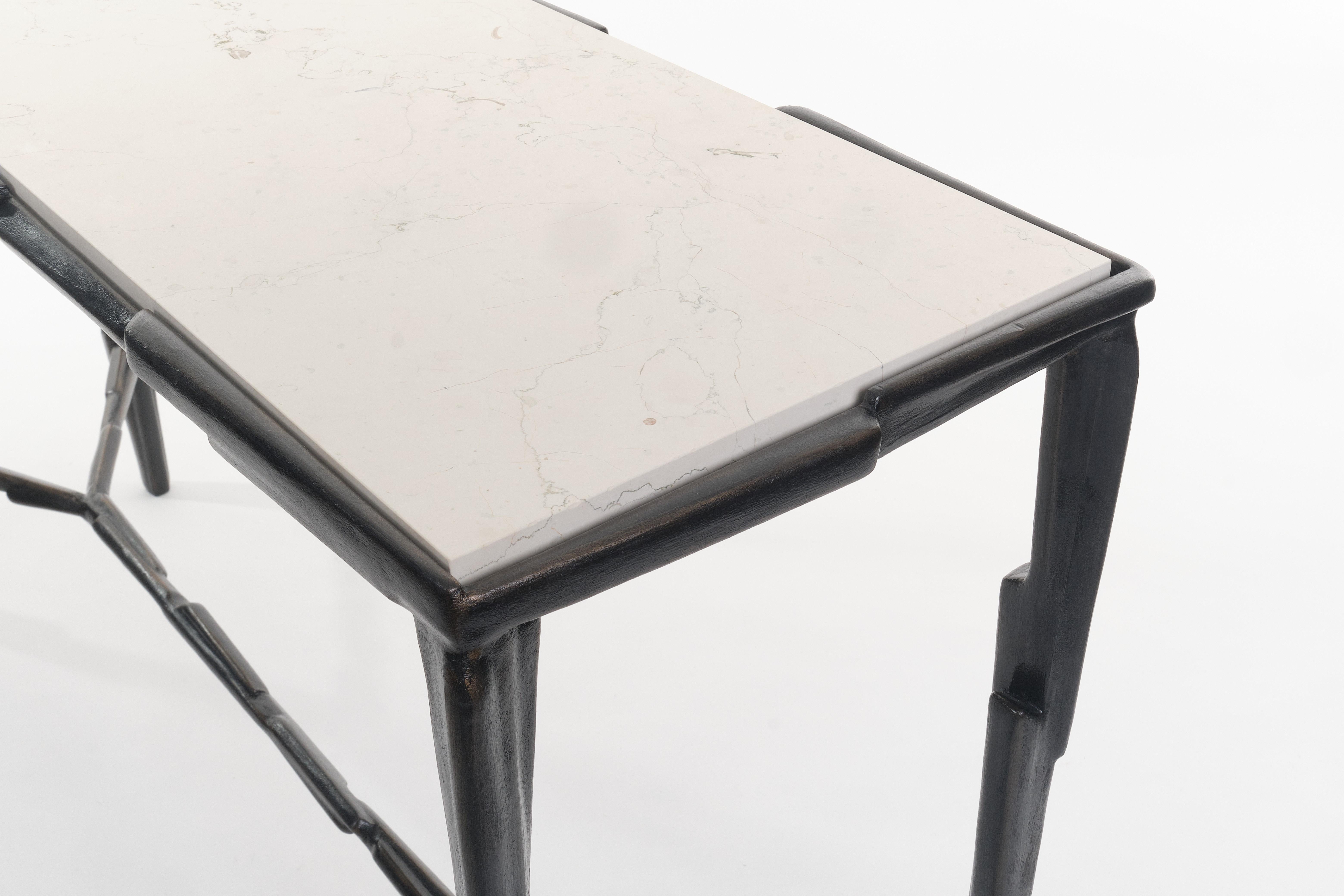Art Deco Sculptural Bronze Plaster Console Table Linea No.2 by Benediko, Limited Edition For Sale