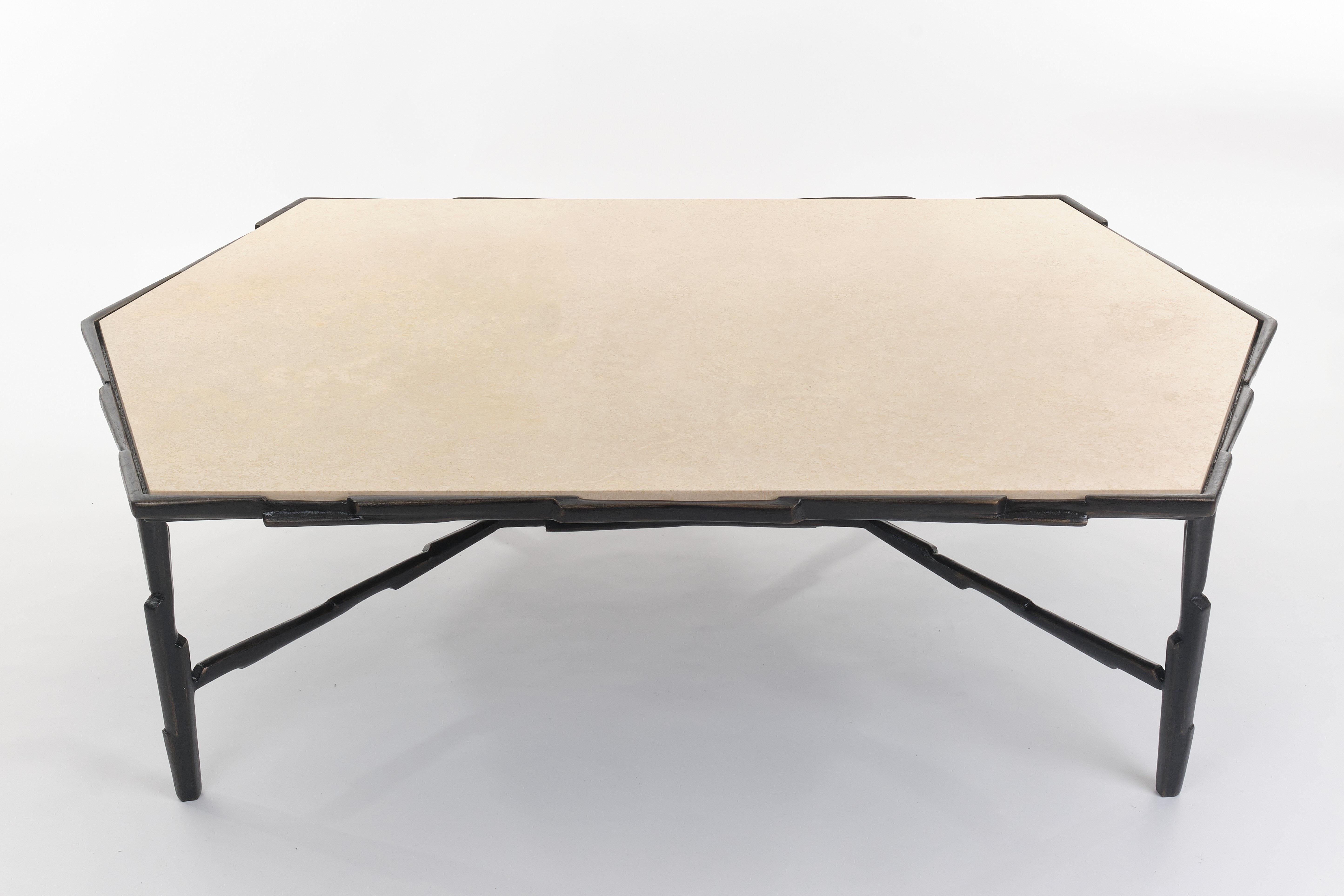 The LINEA coffee table has a strong and dynamic silhouette based on the figure of the triangle. Fragments of metal, shaped and assembled in line with a secret sense of order. Each piece is individually hand sculpted in plaster and unique by its