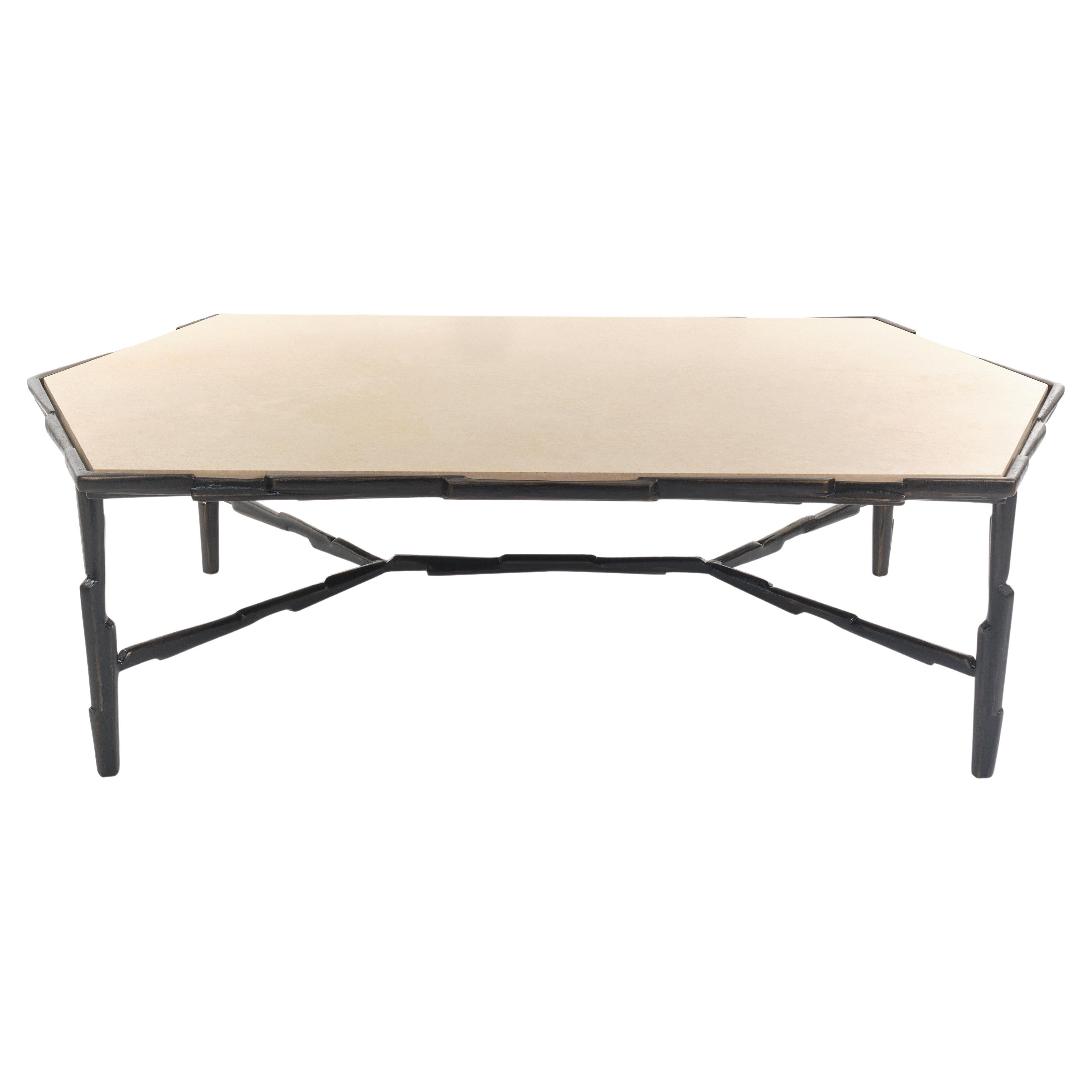 “Linea No.2”, Limited Edition Coffee Table, Bronze Plaster Finish, Benediko For Sale