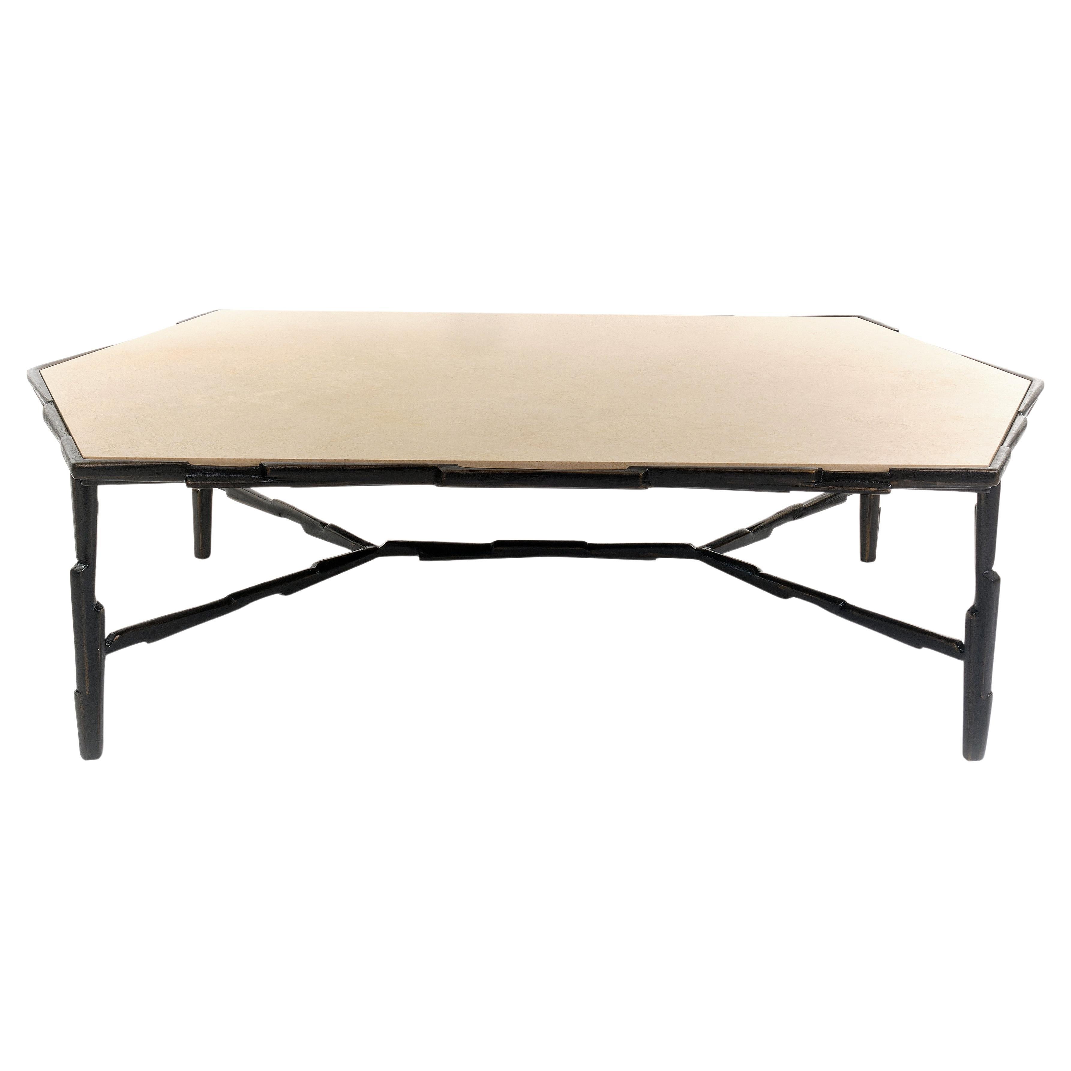 “Linea No.2”, Limited Edition Coffee Table, Bronze Plaster Finish, Benediko For Sale