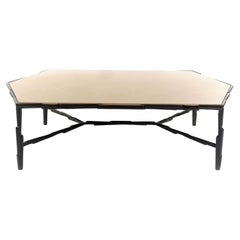 Handgefertigter Linea No.2 Couchtisch in Bronze-Gipsausführung mit Travertinplatte