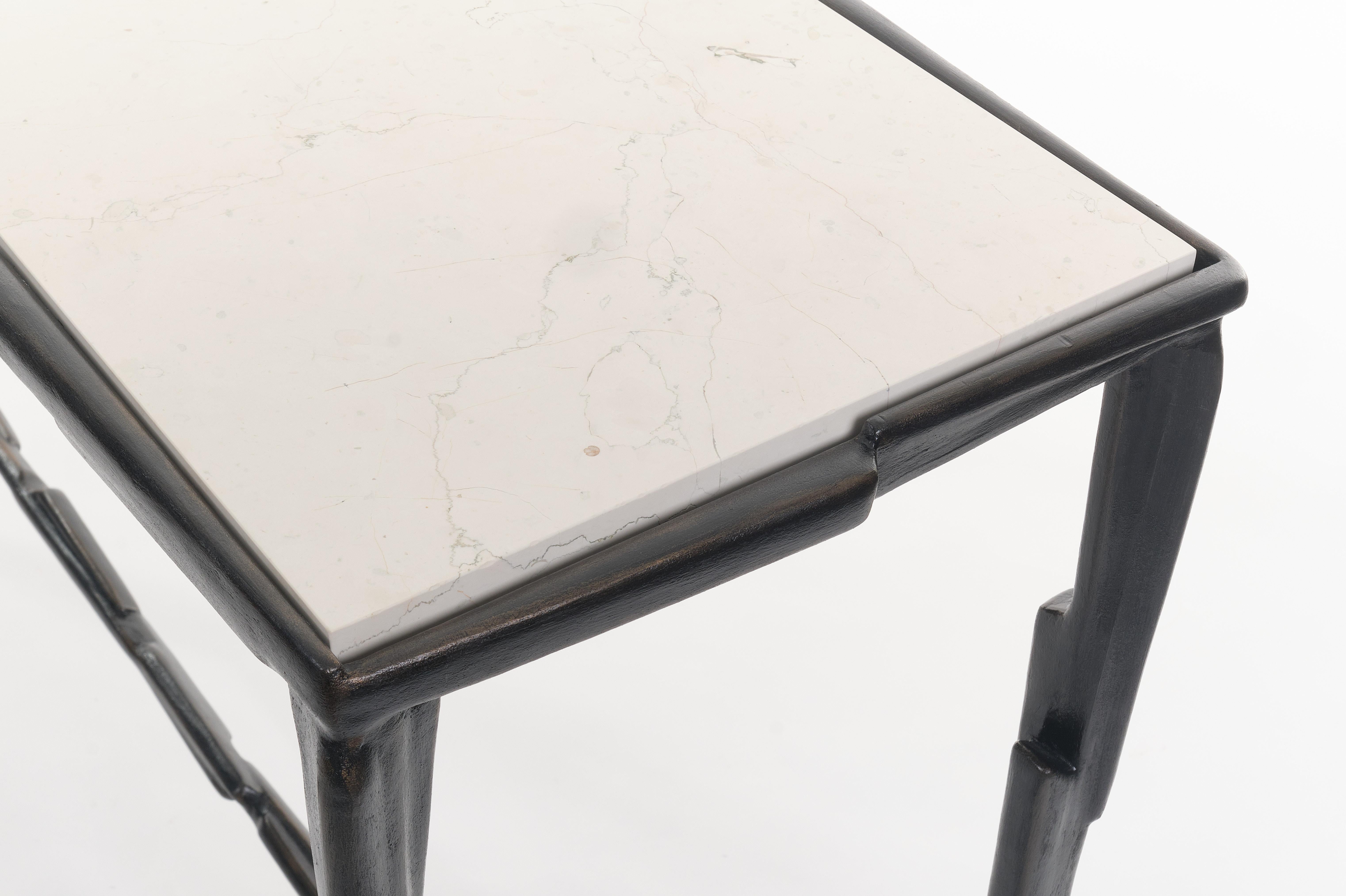 Art déco « Linea n°2 », édition limitée  Table console, finition plâtre bronze, Benediko en vente