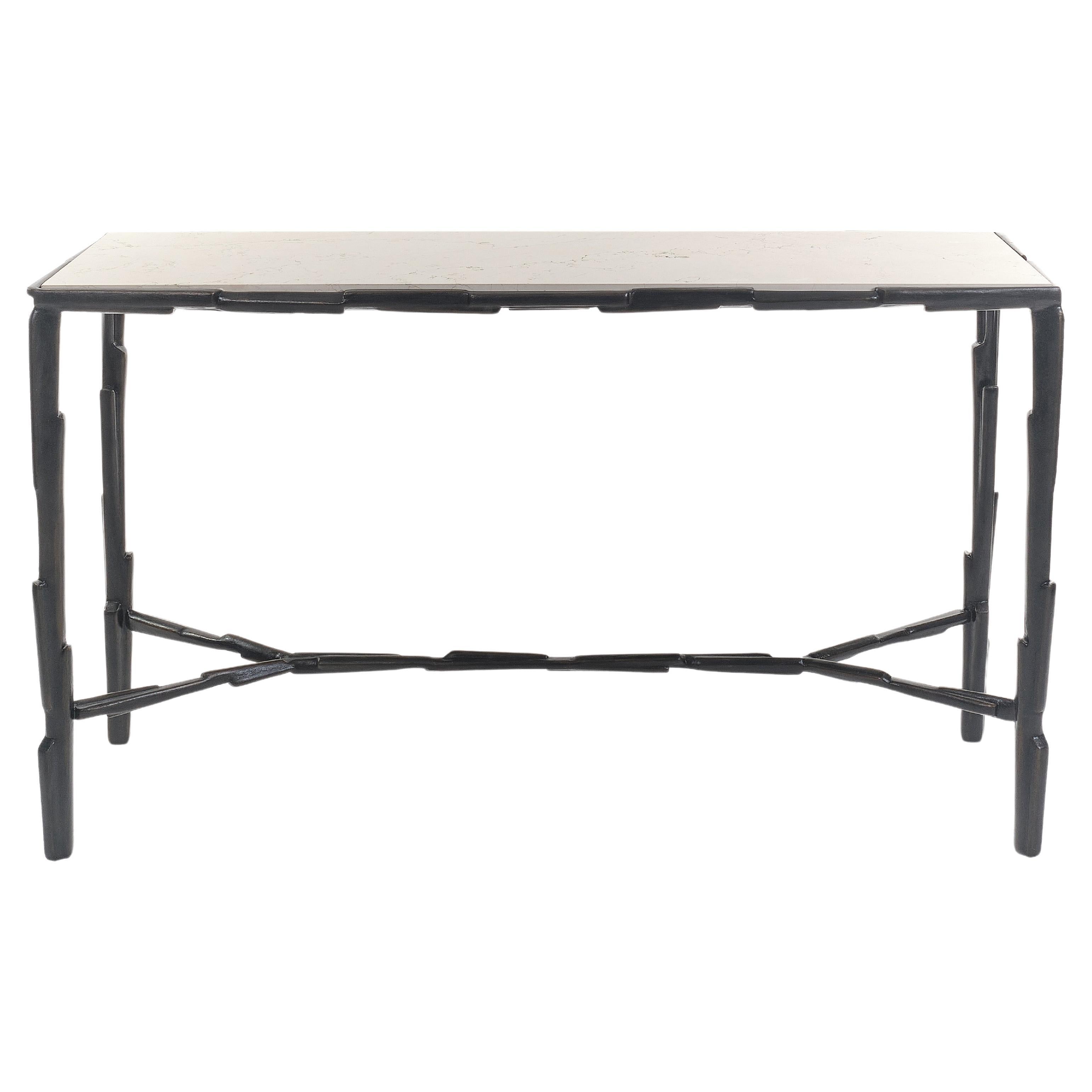 « Linea n°2 », édition limitée  Table console, finition plâtre bronze, Benediko en vente
