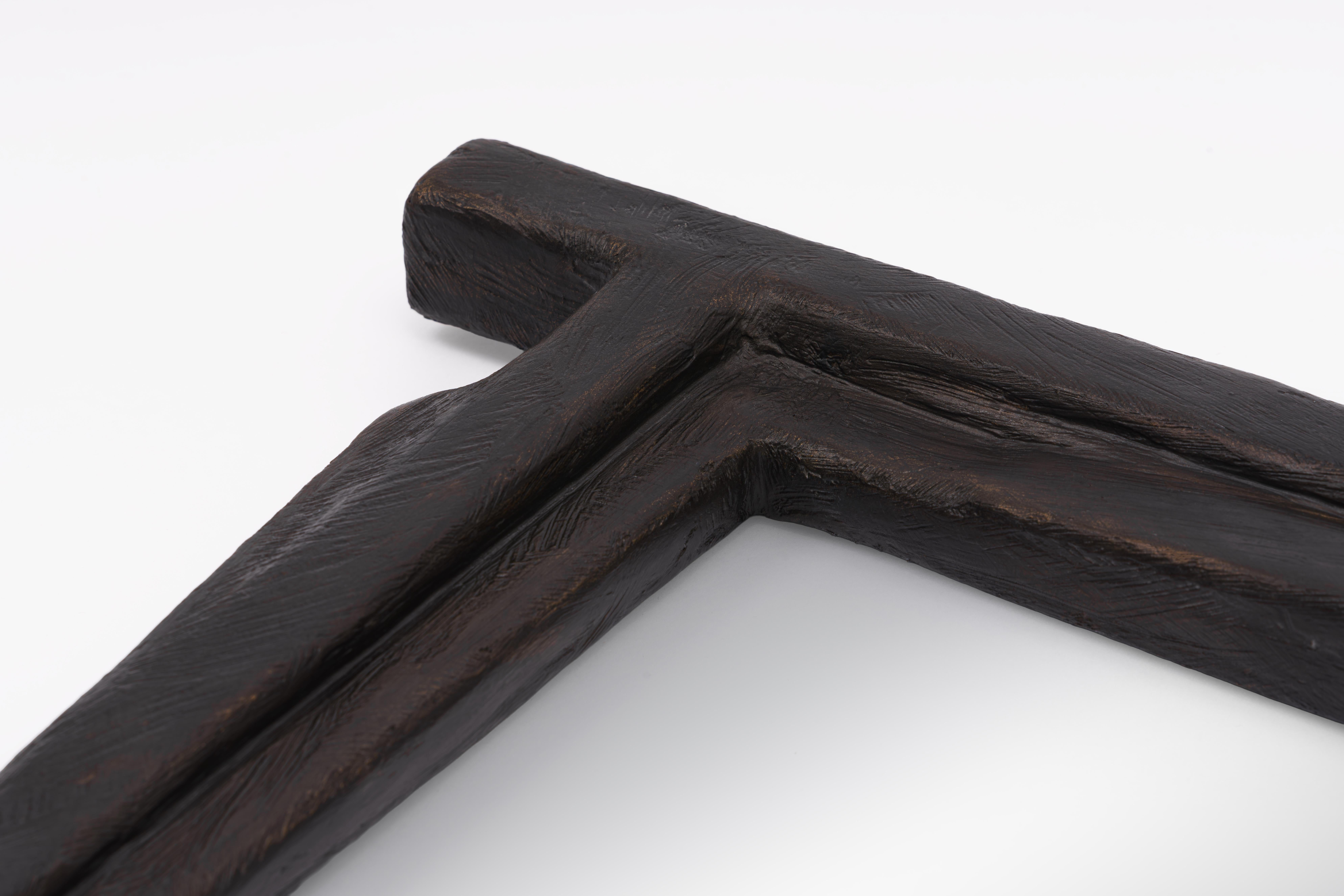 German 'Linea' No.3 Square Wall Mirror in Bronze Plaster- Customisable, Handcrafted For Sale