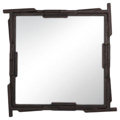 Specchio da parete quadrato 'Linea' No.3 in gesso bronzo - Personalizzabile, realizzato a mano