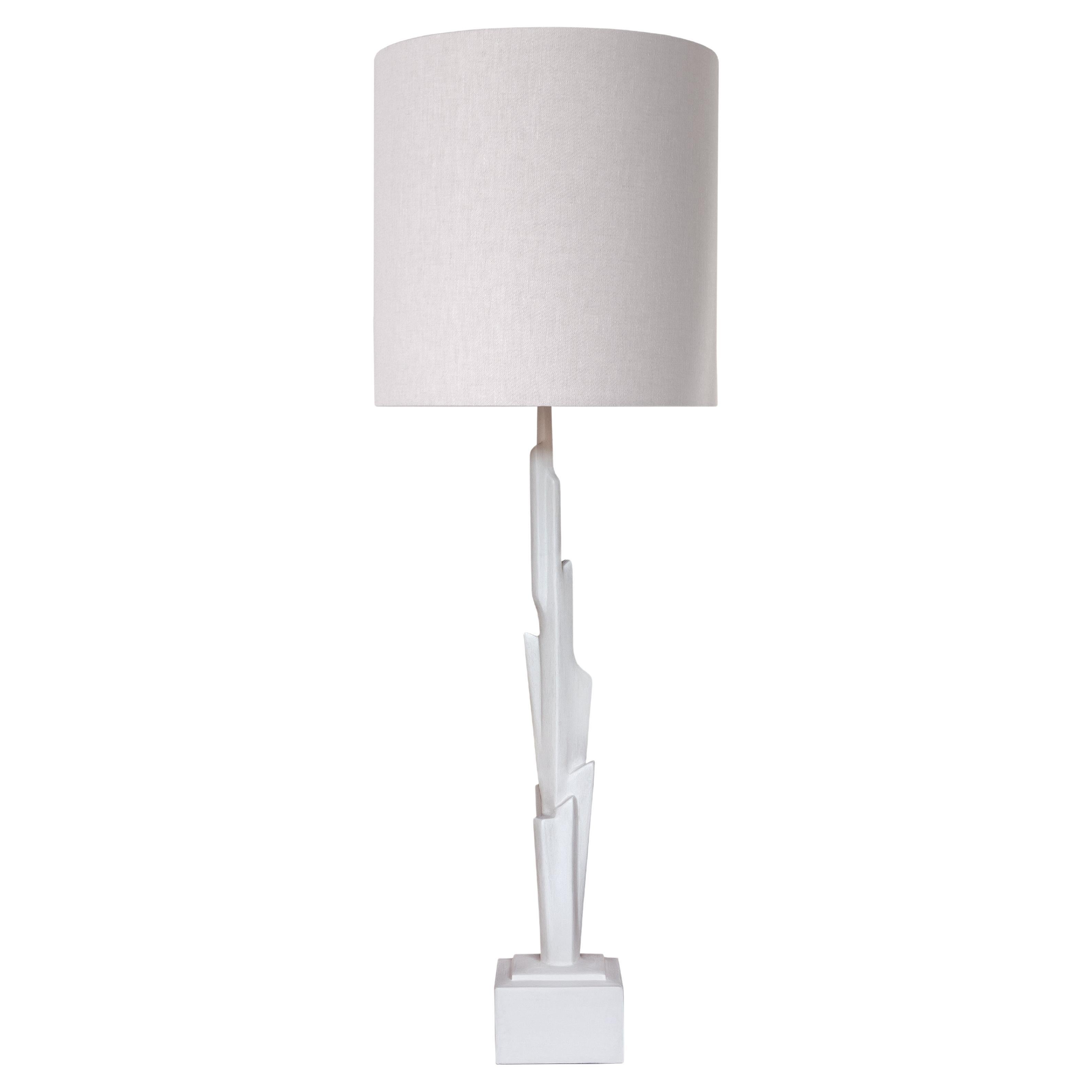"Linea" Contemporary Plaster Table Lamp, Benediko