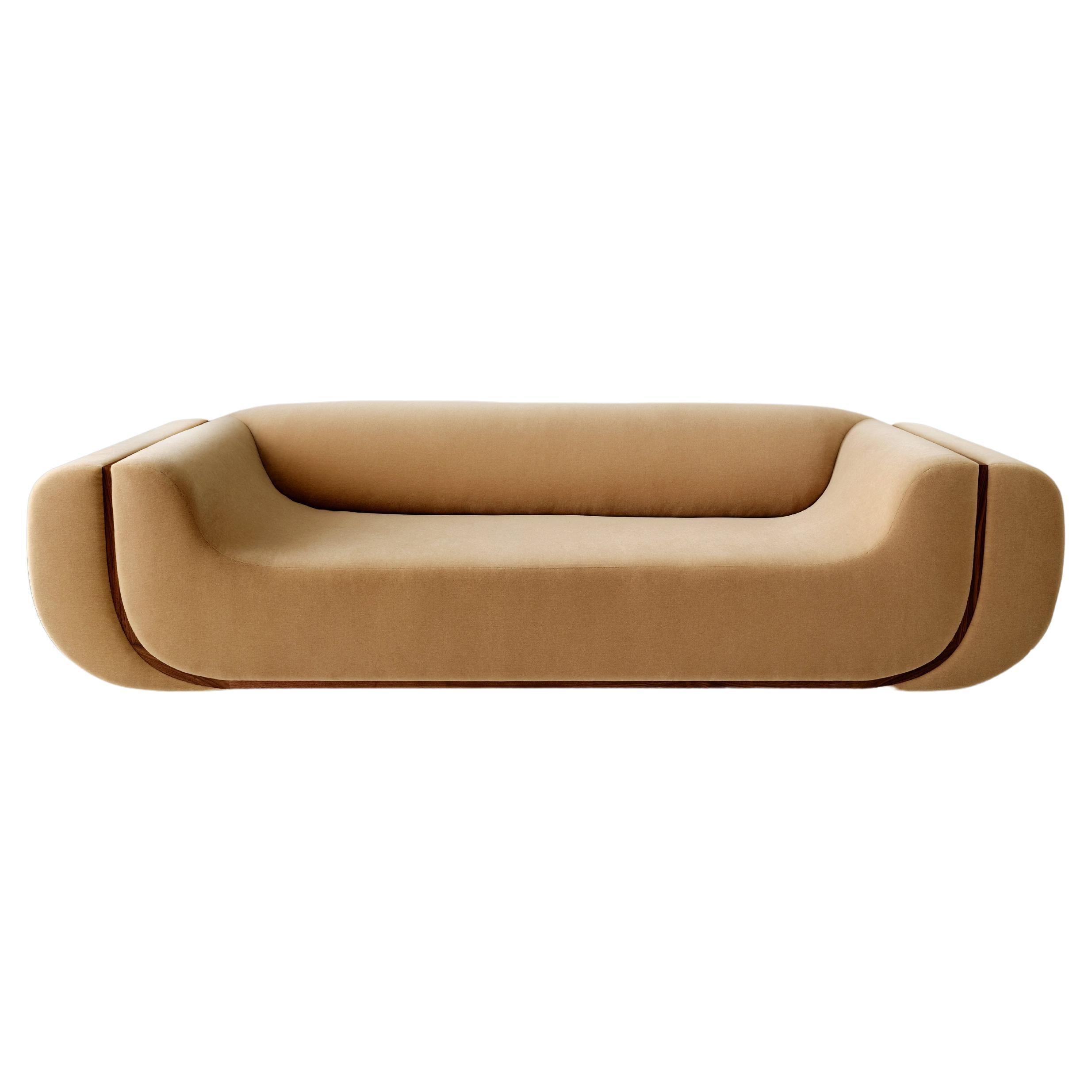 Linea Sofa, COM upholstered with walnut detail, by Estudio Persona For Sale  at 1stDibs | persona couch