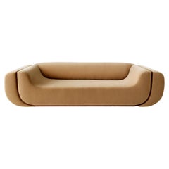 Linea Sofa, COM upholstered with walnut detail, by Estudio Persona