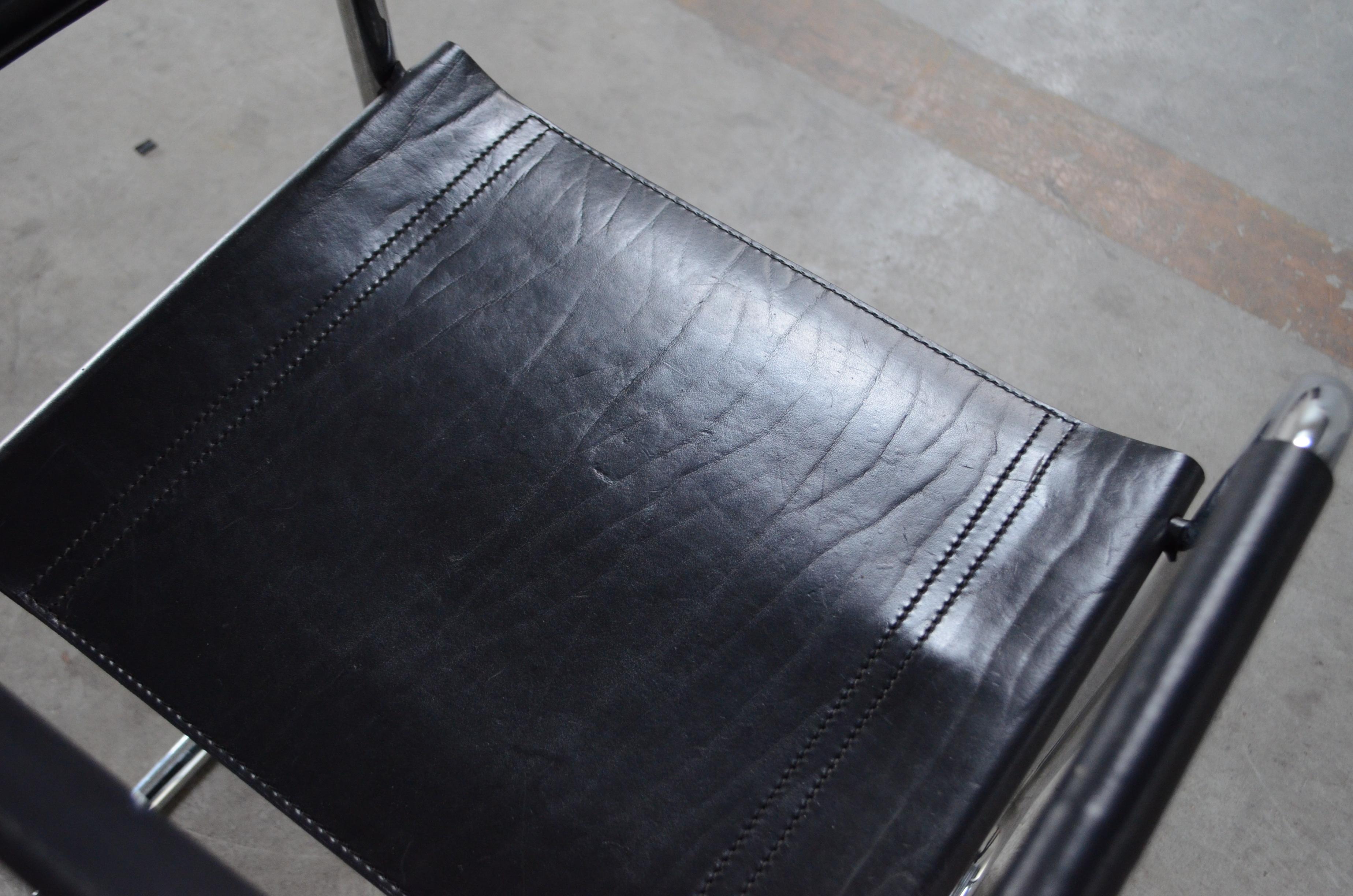 Linea Veam Cantilever Black Saddle Leather Chair In Good Condition In Munich, Bavaria