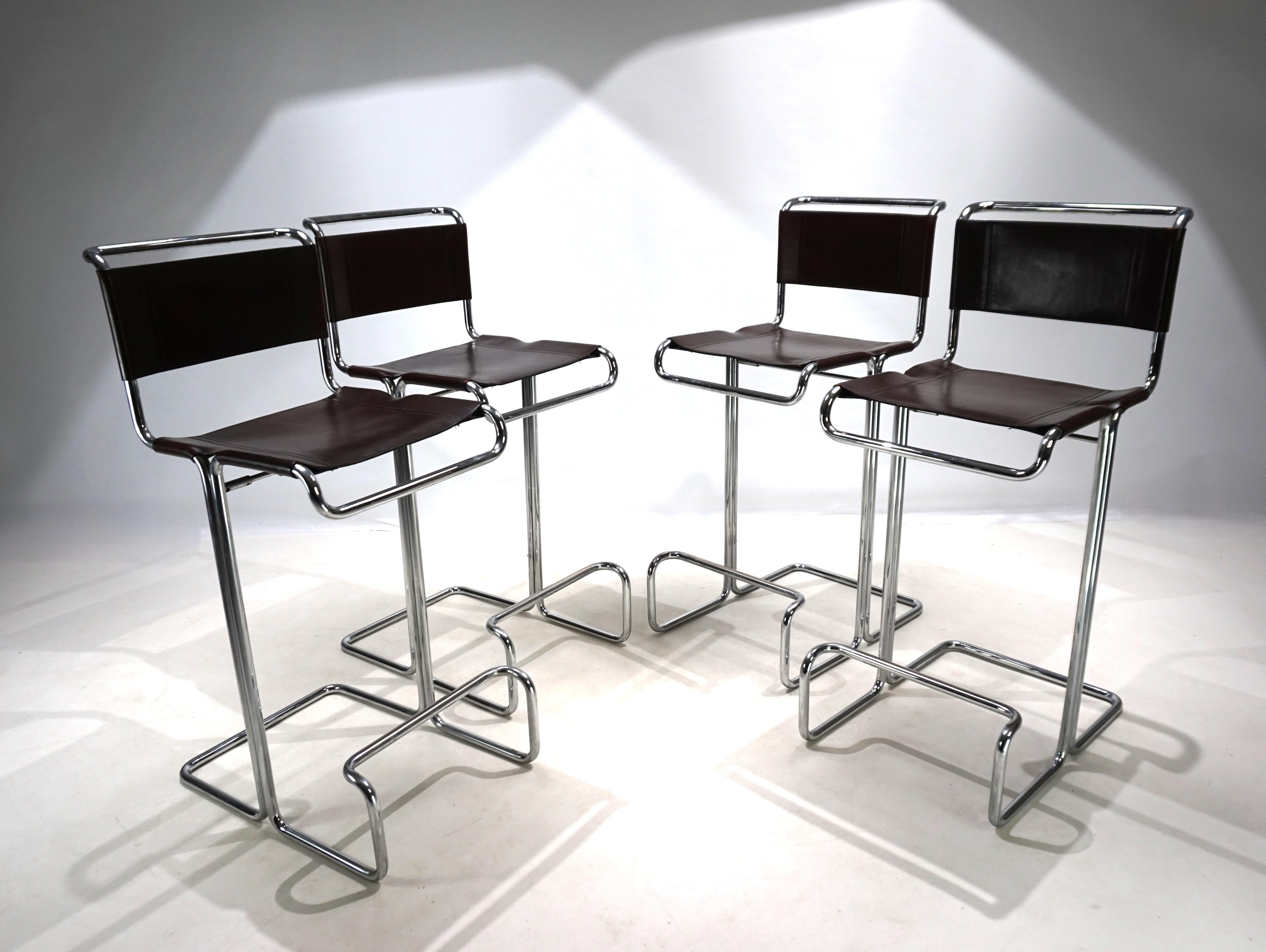Linea Veam set of 4 tubular steel bar stools, 1960 3