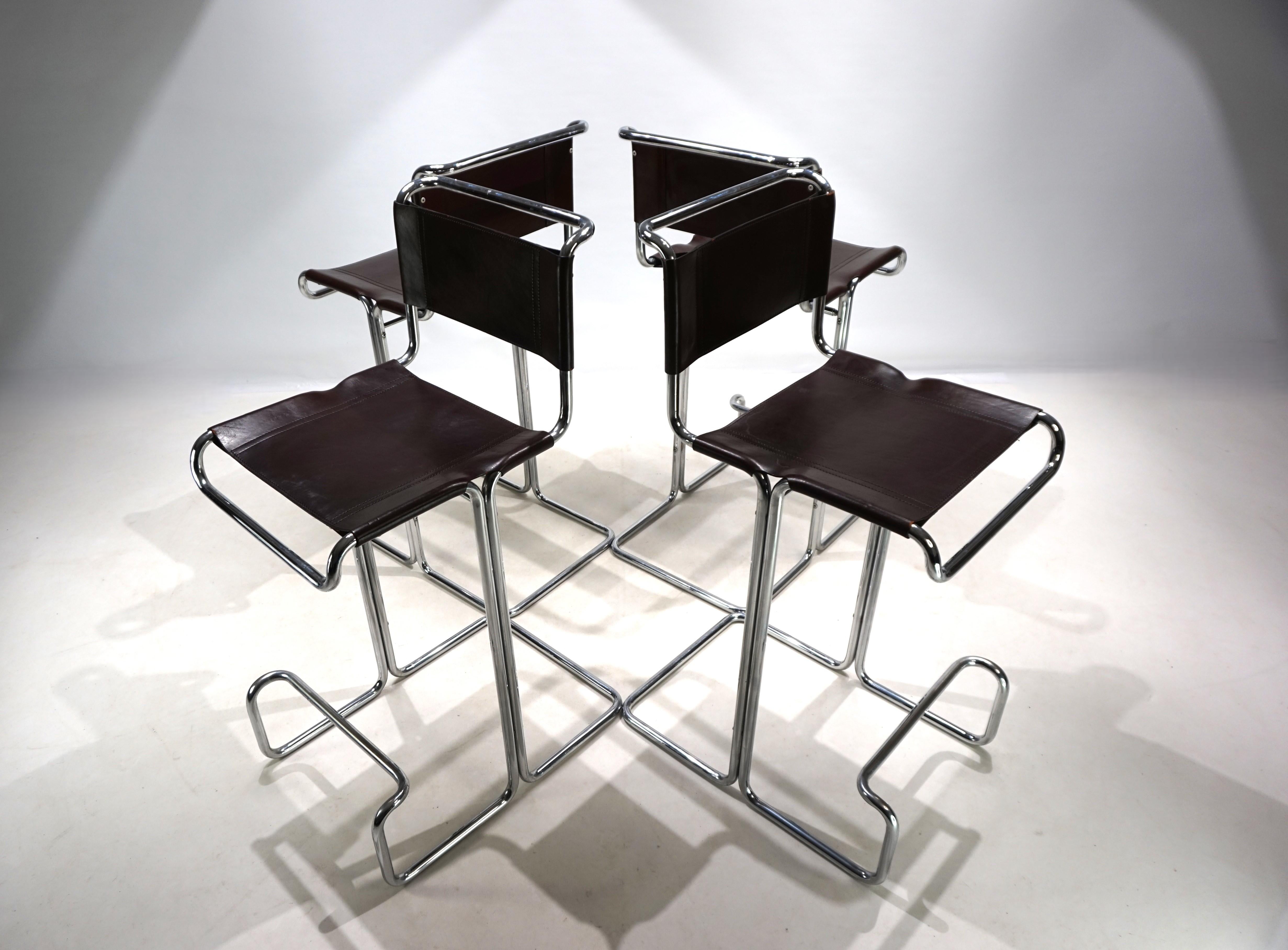 Linea Veam set of 4 tubular steel bar stools, 1960 9