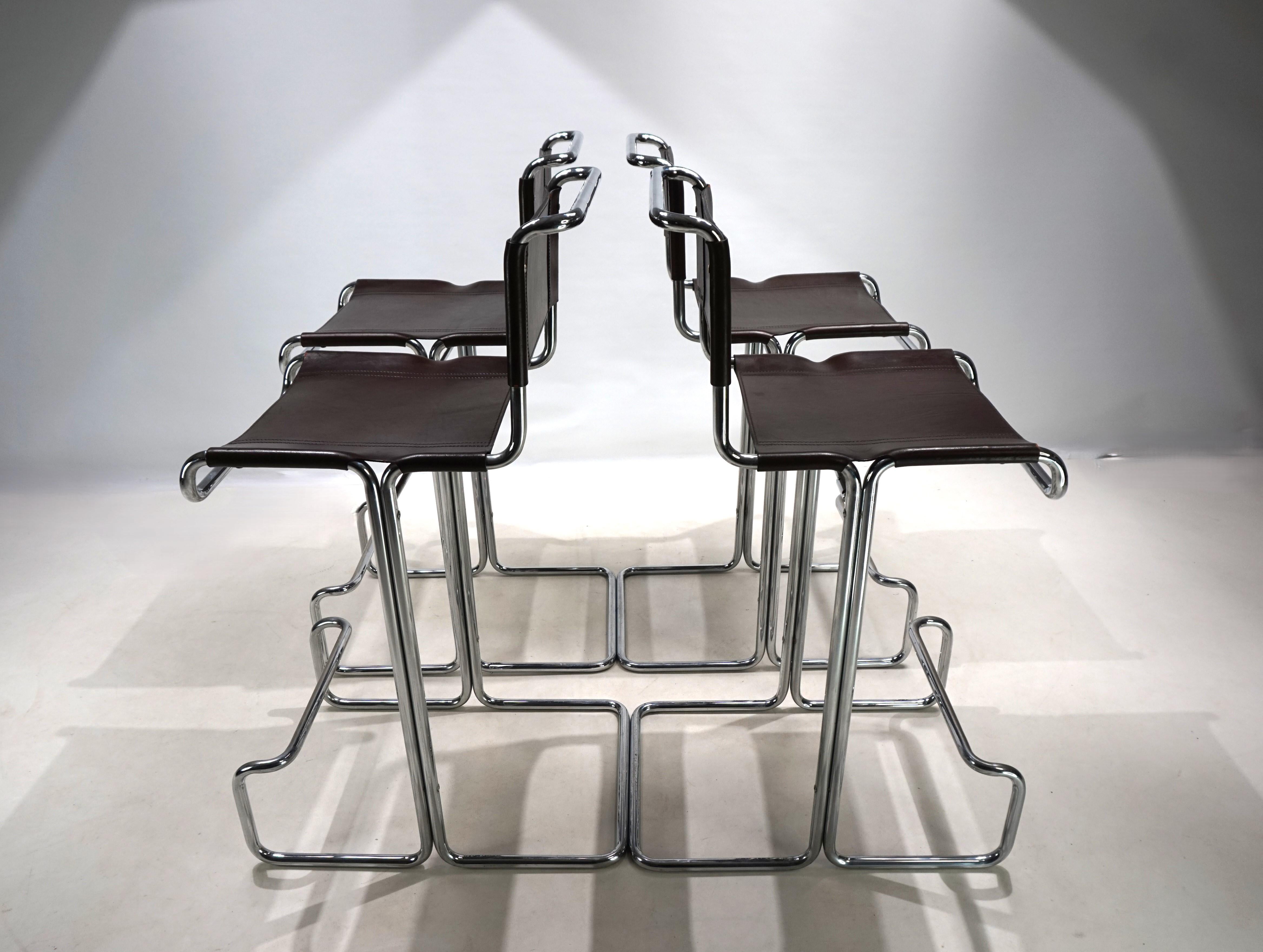 Linea Veam set of 4 tubular steel bar stools, 1960 12