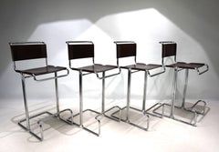 Linea Veam set of 4 tubular steel bar stools, 1960