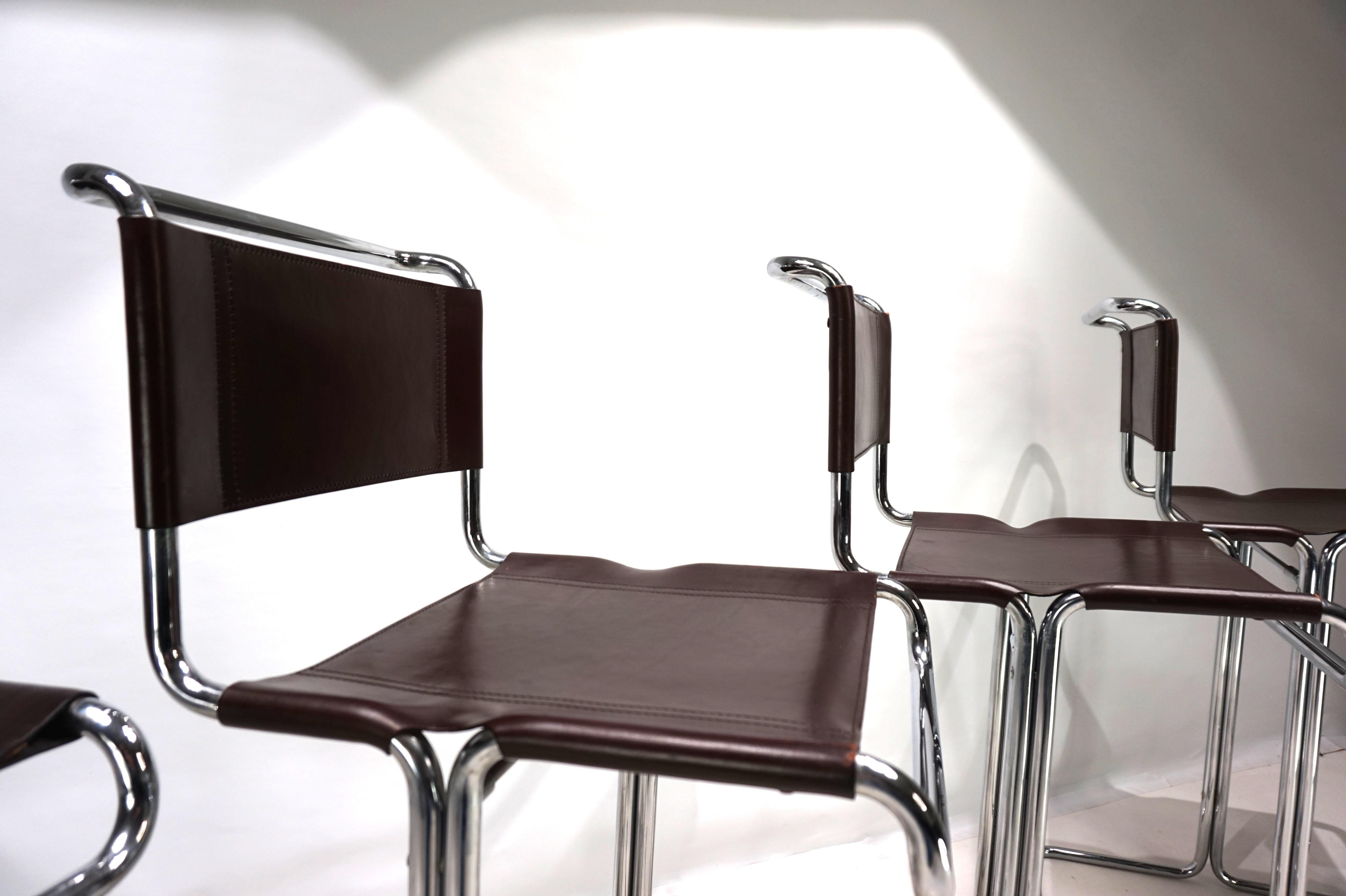 Mid-Century Modern Linea Veam set of 4 tubular steel bar stools, 1960