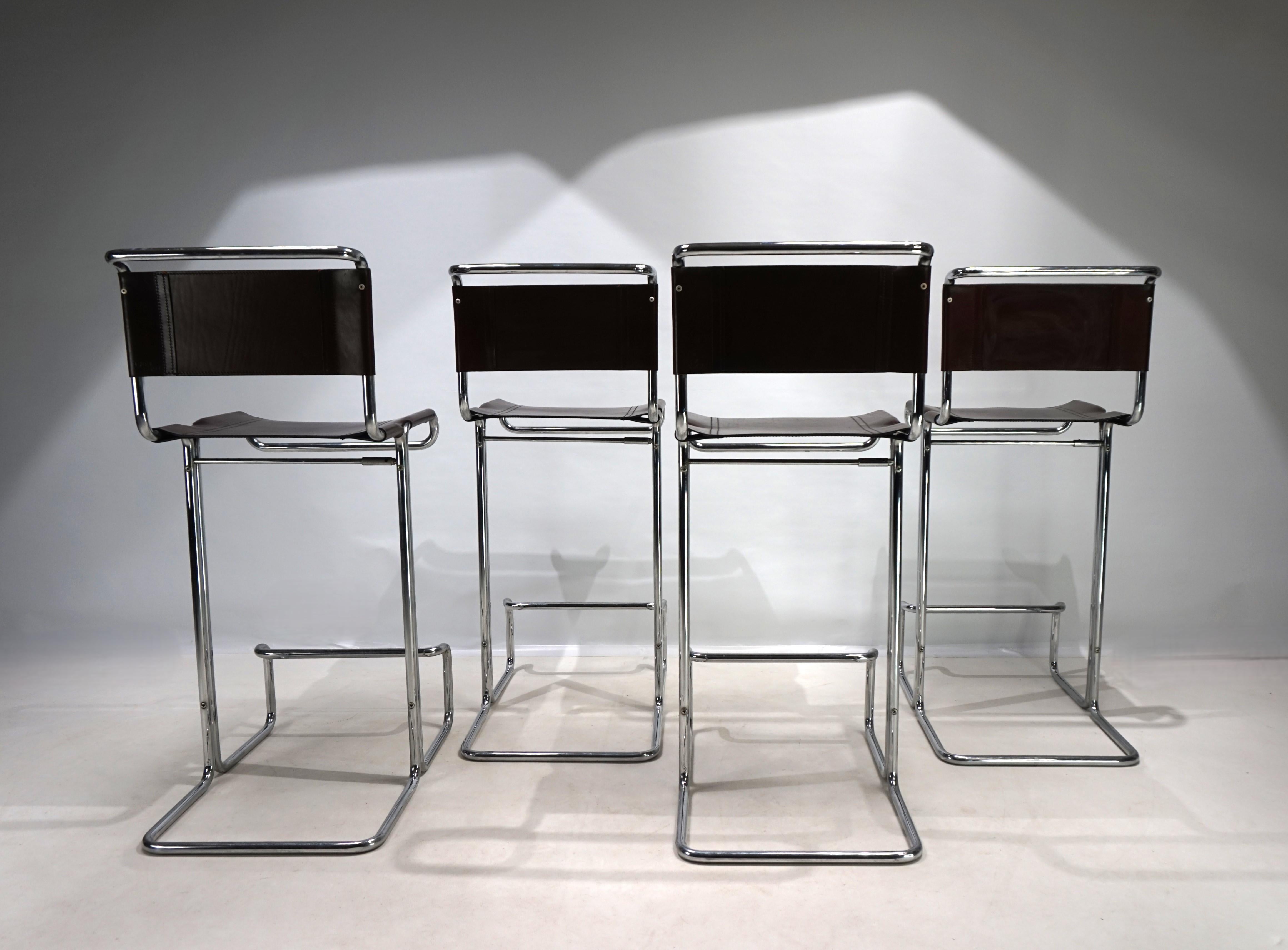 Linea Veam set of 4 tubular steel bar stools, 1960 In Good Condition In Ludwigslust, DE