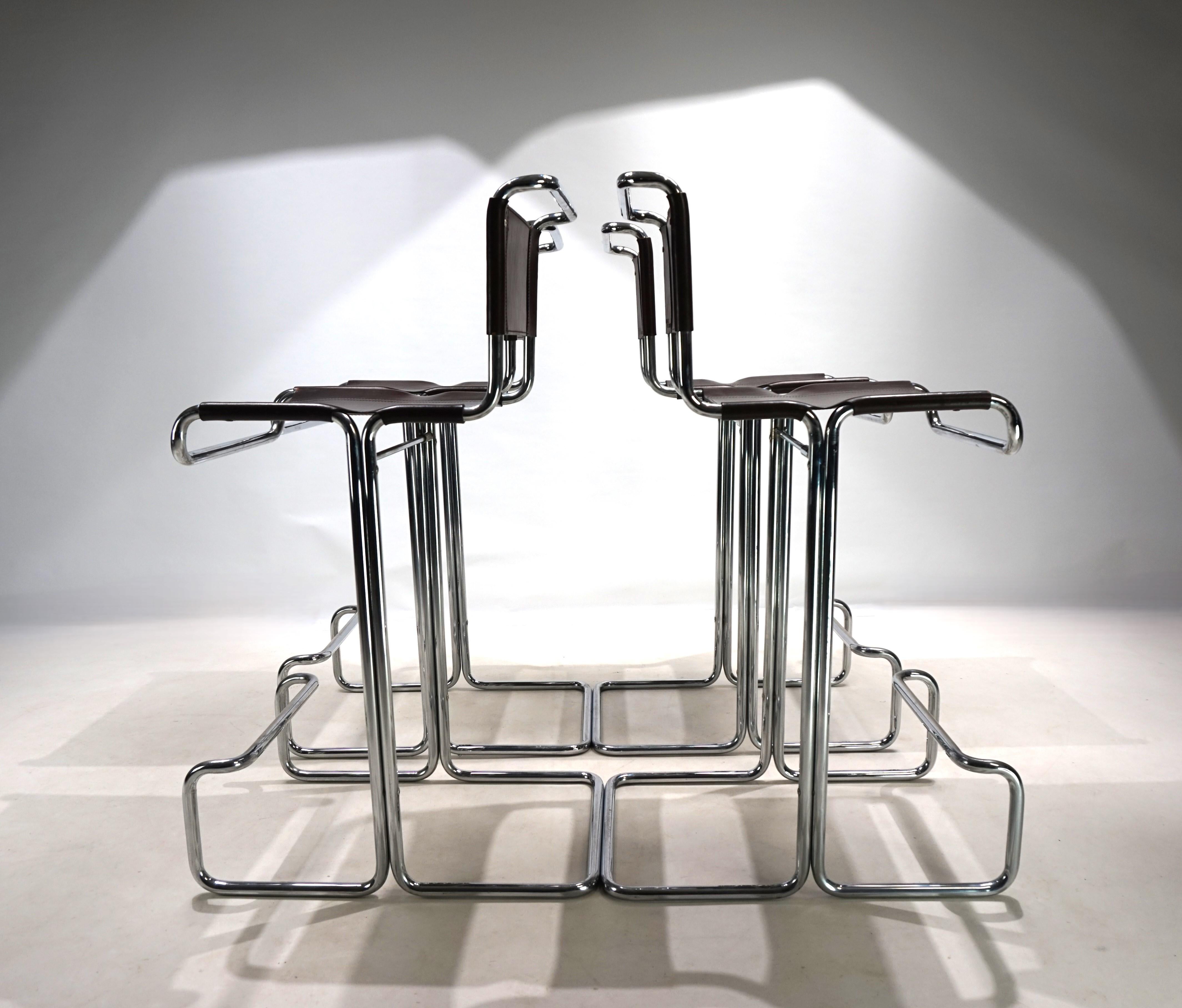 Mid-20th Century Linea Veam set of 4 tubular steel bar stools, 1960