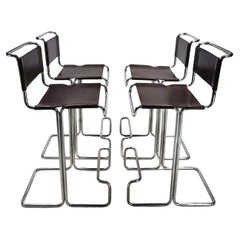 Linea Veam set of 4 tubular steel bar stools, 1960