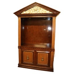 Lineage Silver Leaf Gilded Dolphin Bookcase Display Cabinet with Leather Panels 