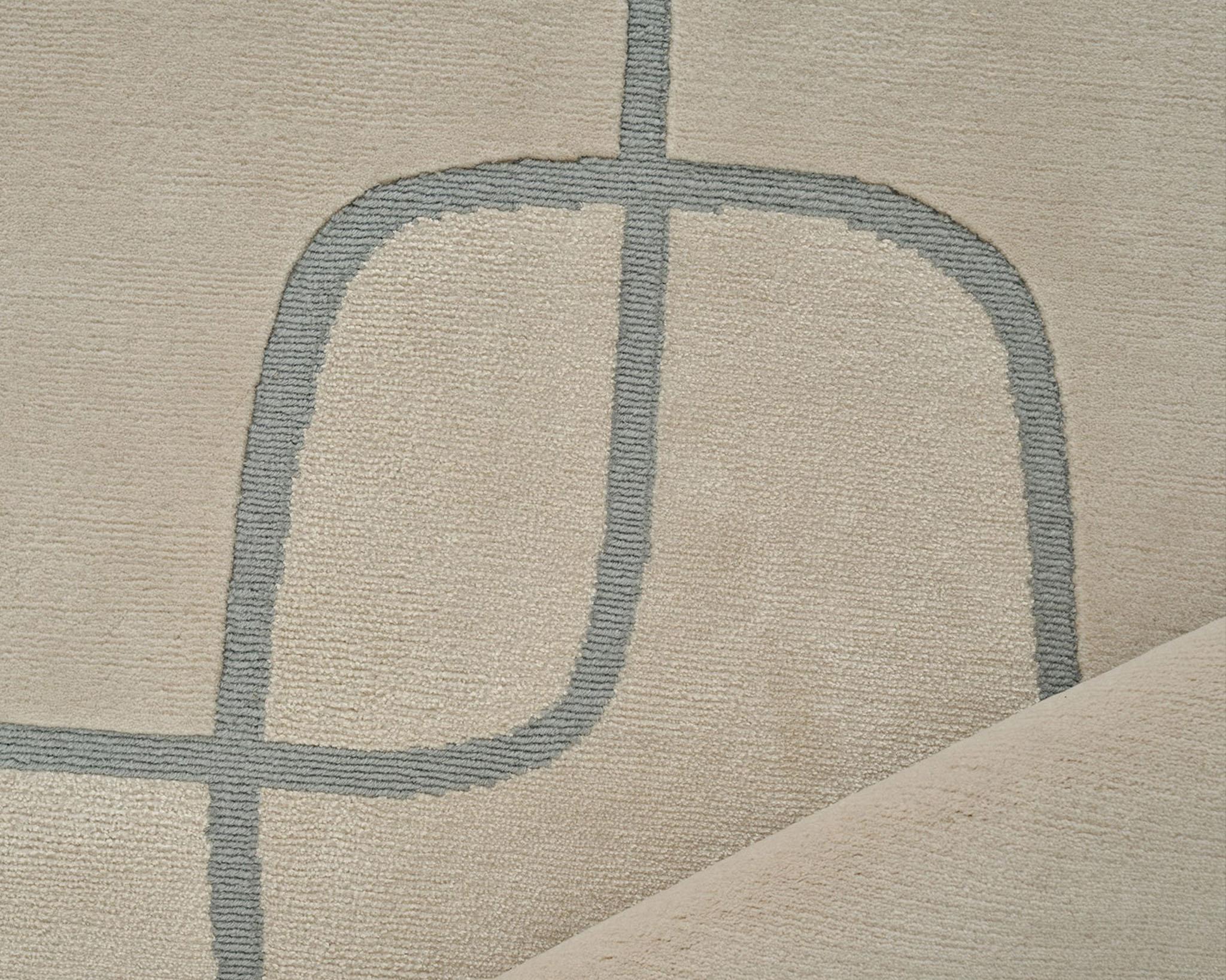 Handgefertigter Teppich „Lineal Flow“ von Linie Design, 240 cm, Wolle und Seide (Skandinavische Moderne) im Angebot