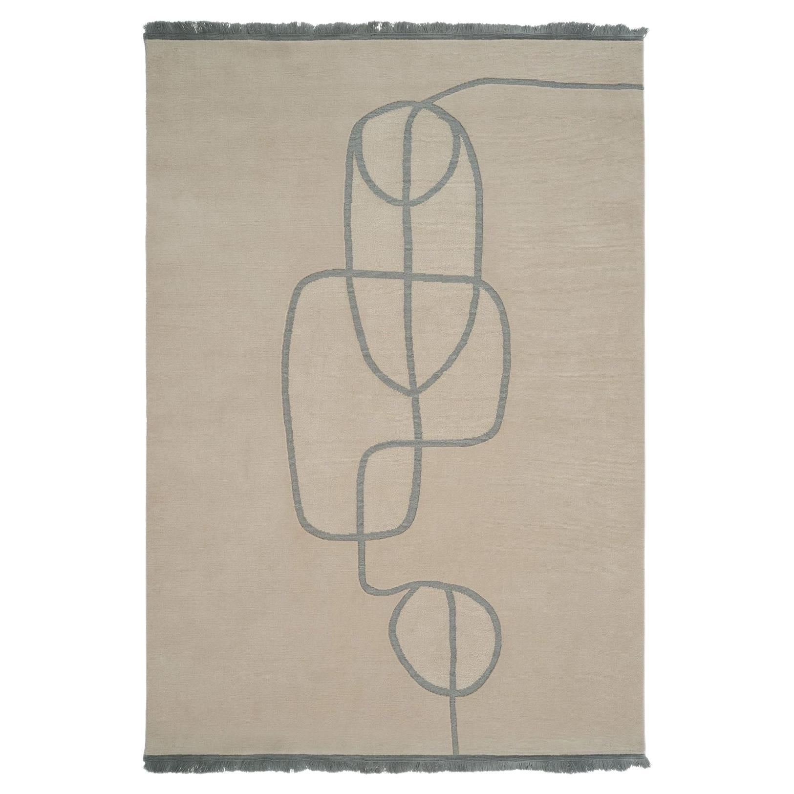 Handgefertigter Teppich „Lineal Flow“ von Linie Design, 240 cm, Wolle und Seide