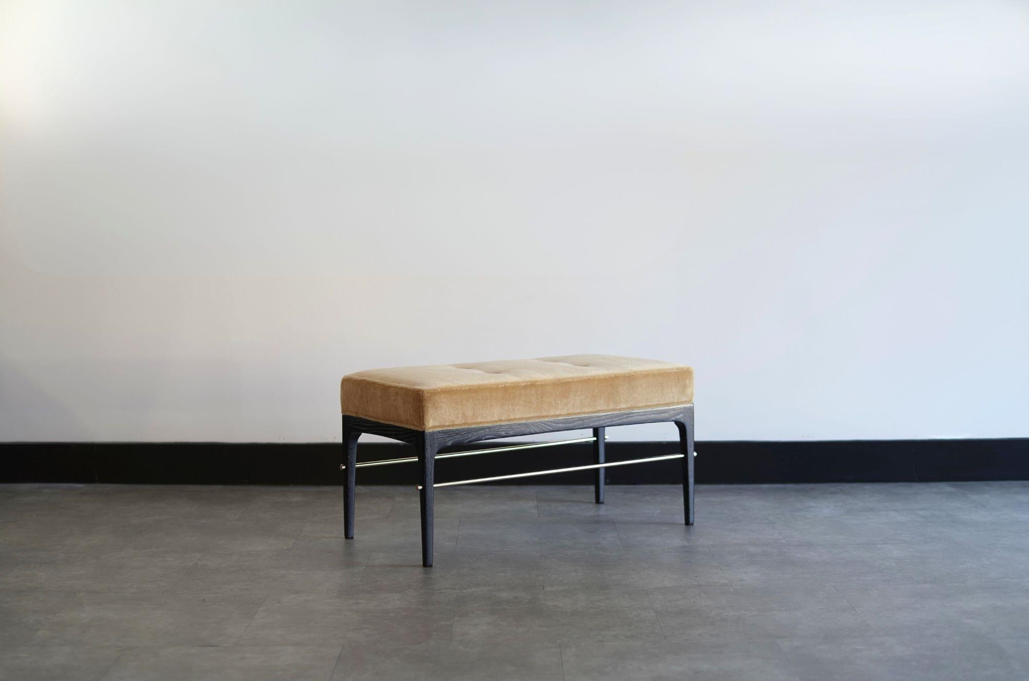 Mid-Century Modern Linear Bench in Black Ceruse Series 36 For Sale