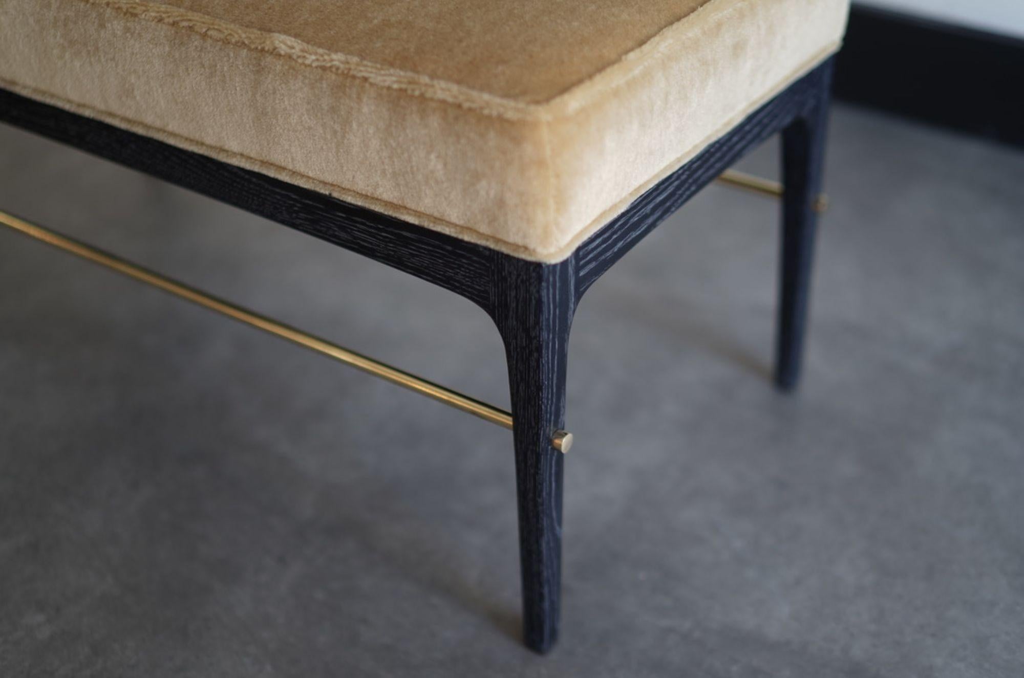 Contemporary Linear Bench in Black Ceruse Series 36 For Sale