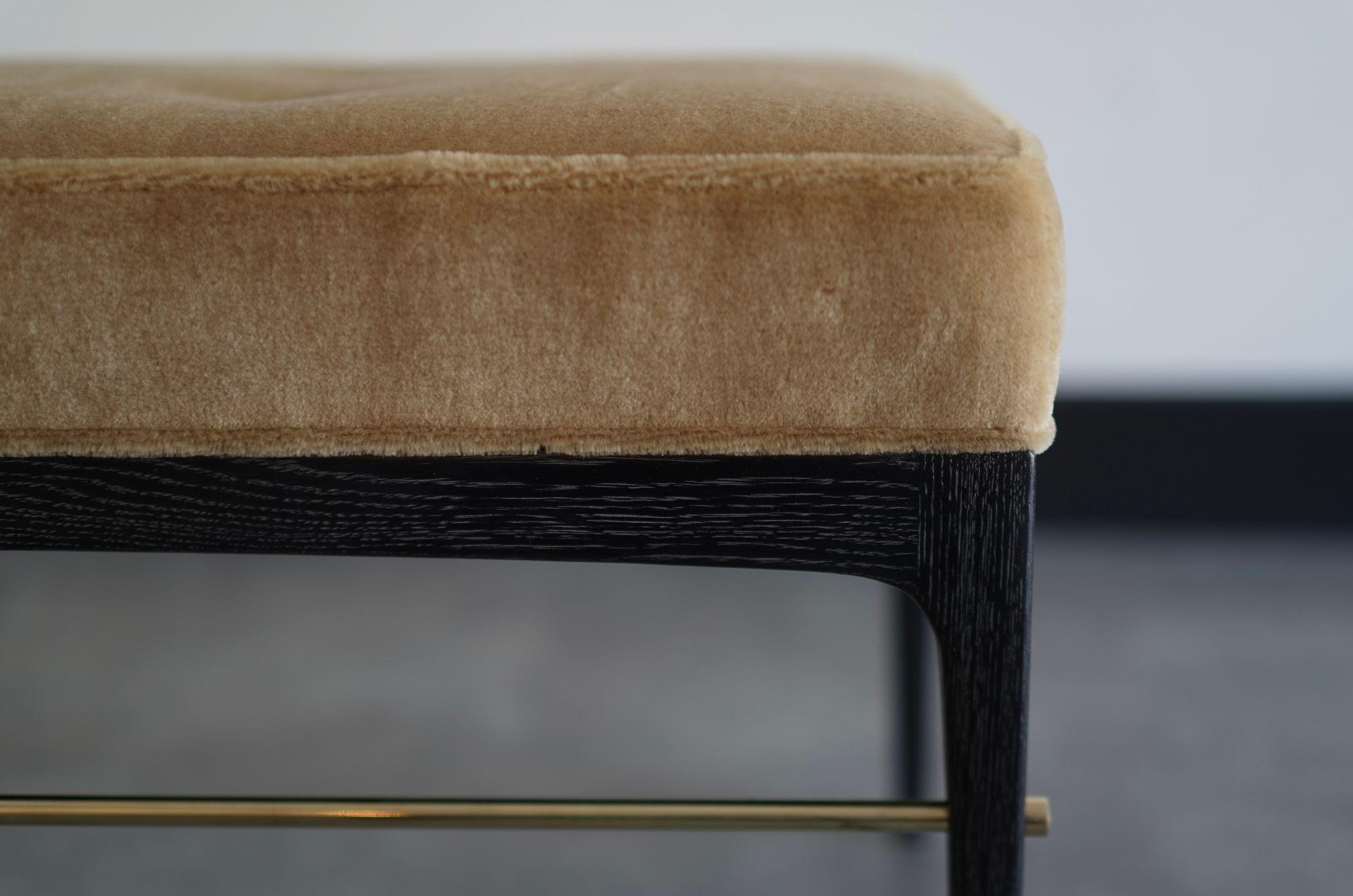 Mohair Linear Bench in Black Ceruse Series 36 For Sale