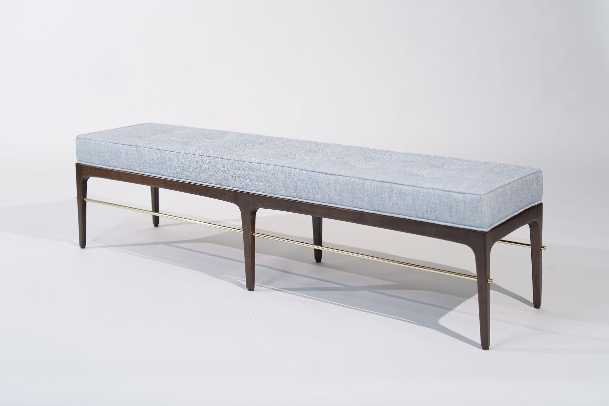 Mid-Century Modern Linear Bench in Dark Walnut and Brass Series 72 by Stamford Modern For Sale