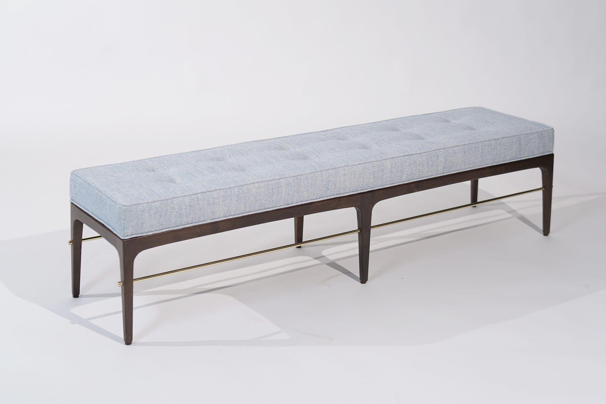 American Linear Bench in Dark Walnut and Brass Series 72 by Stamford Modern For Sale