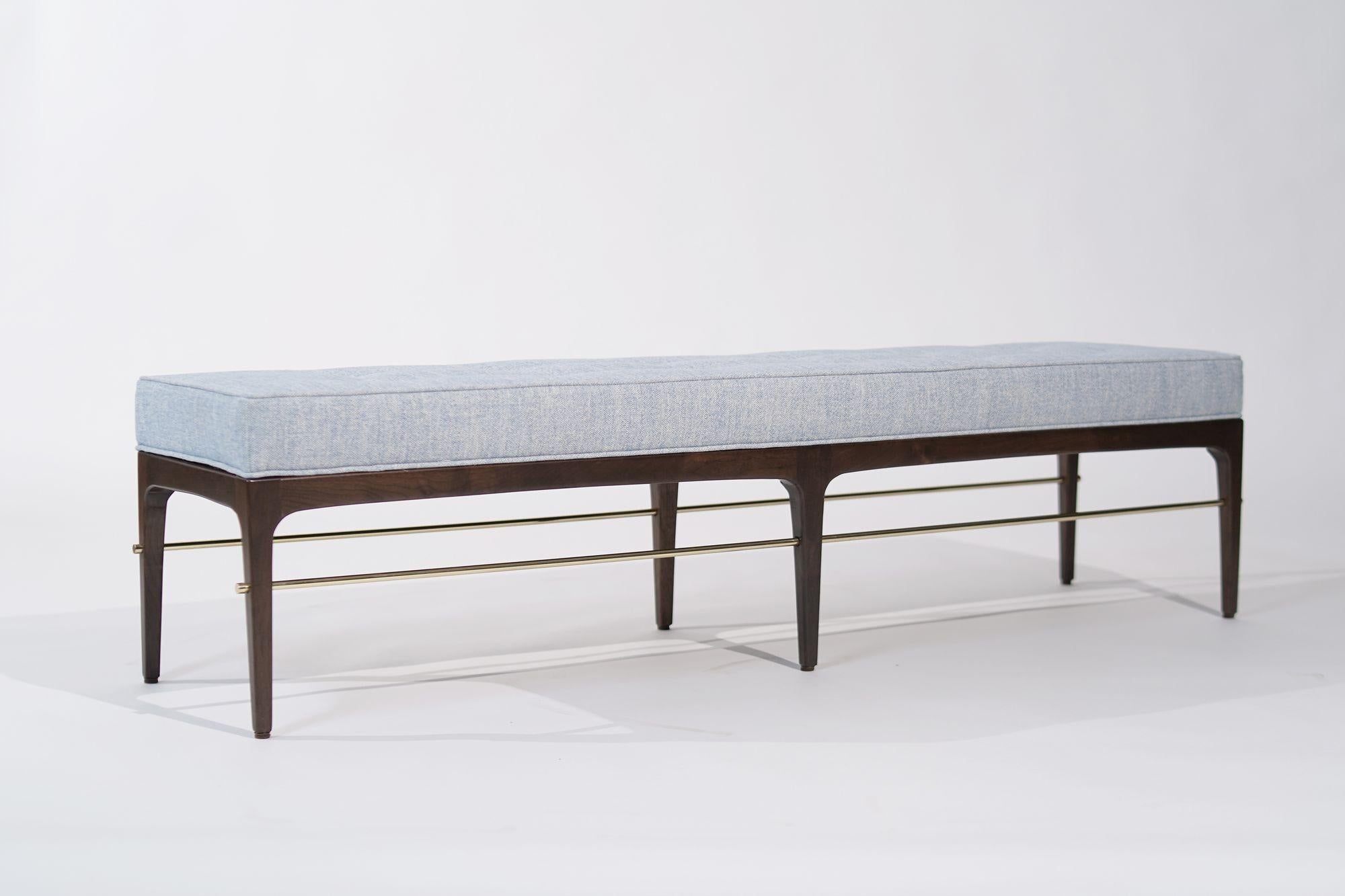 Contemporary Linear Bench in Dark Walnut and Brass Series 72 by Stamford Modern For Sale
