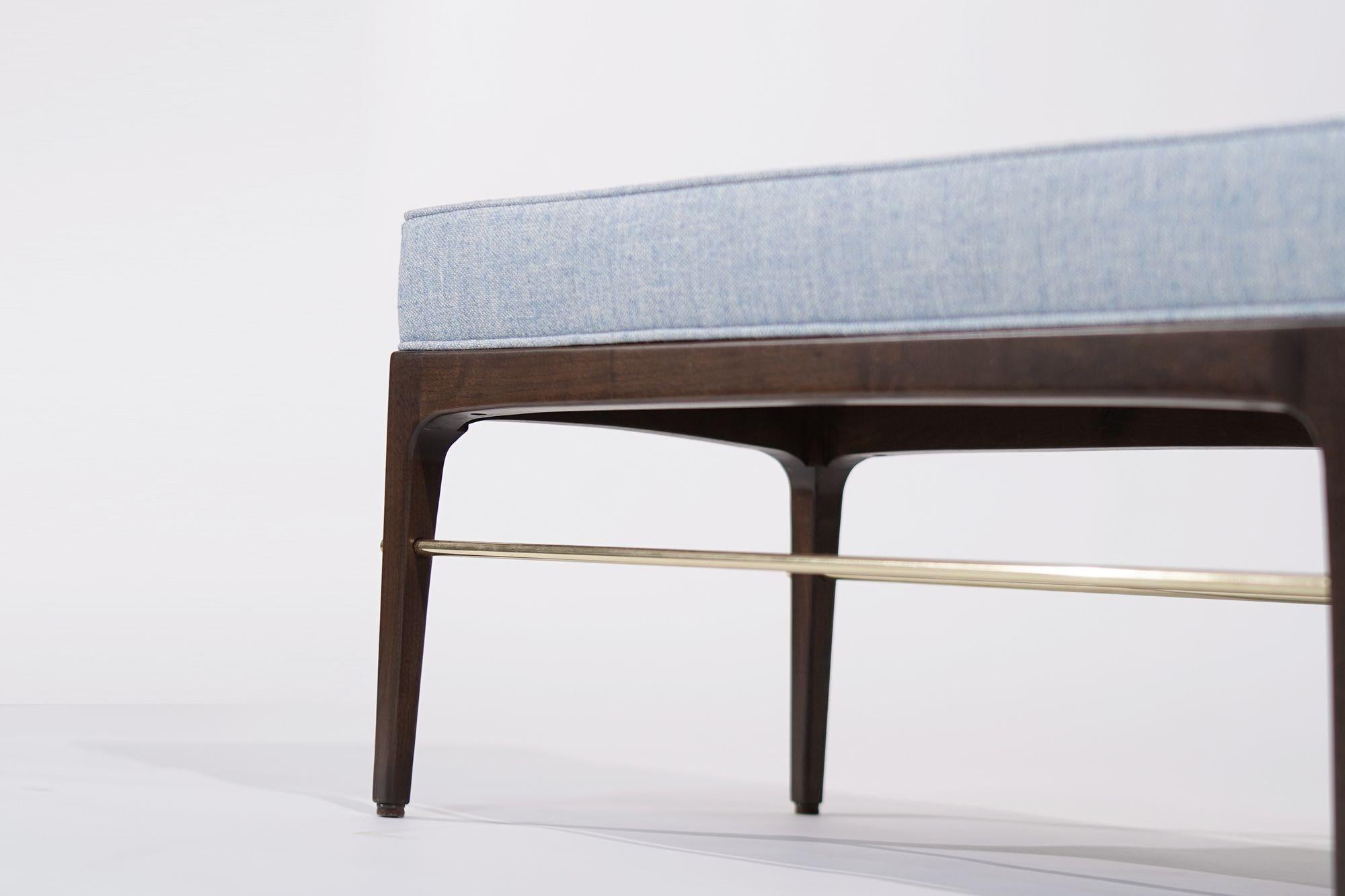 Linear Bench in Dark Walnut and Brass Series 72 by Stamford Modern For Sale 2