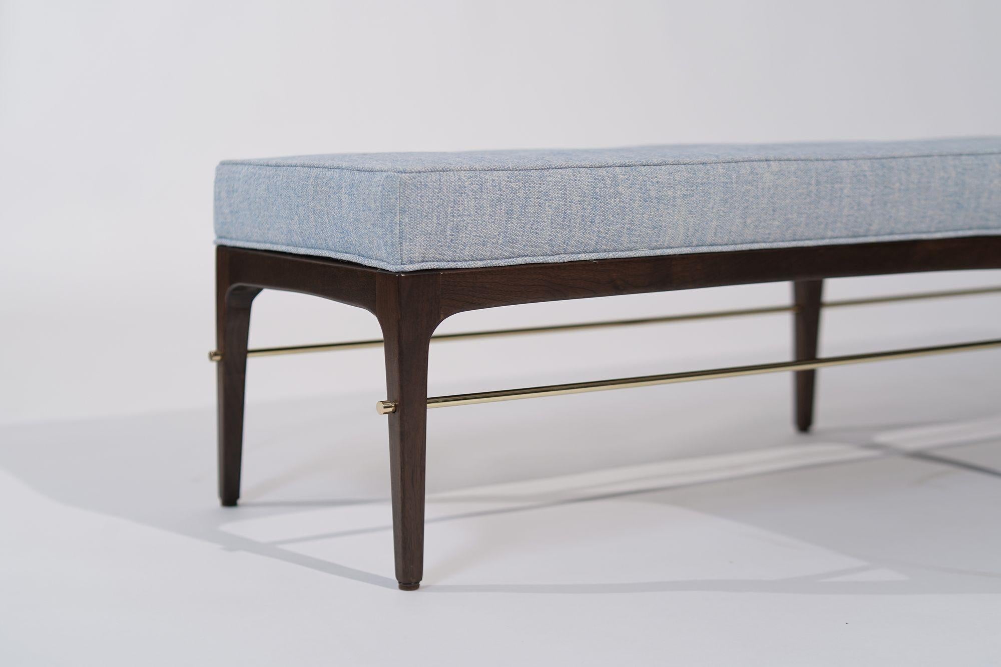 Linear Bench in Dark Walnut and Brass Series 72 by Stamford Modern For Sale 3