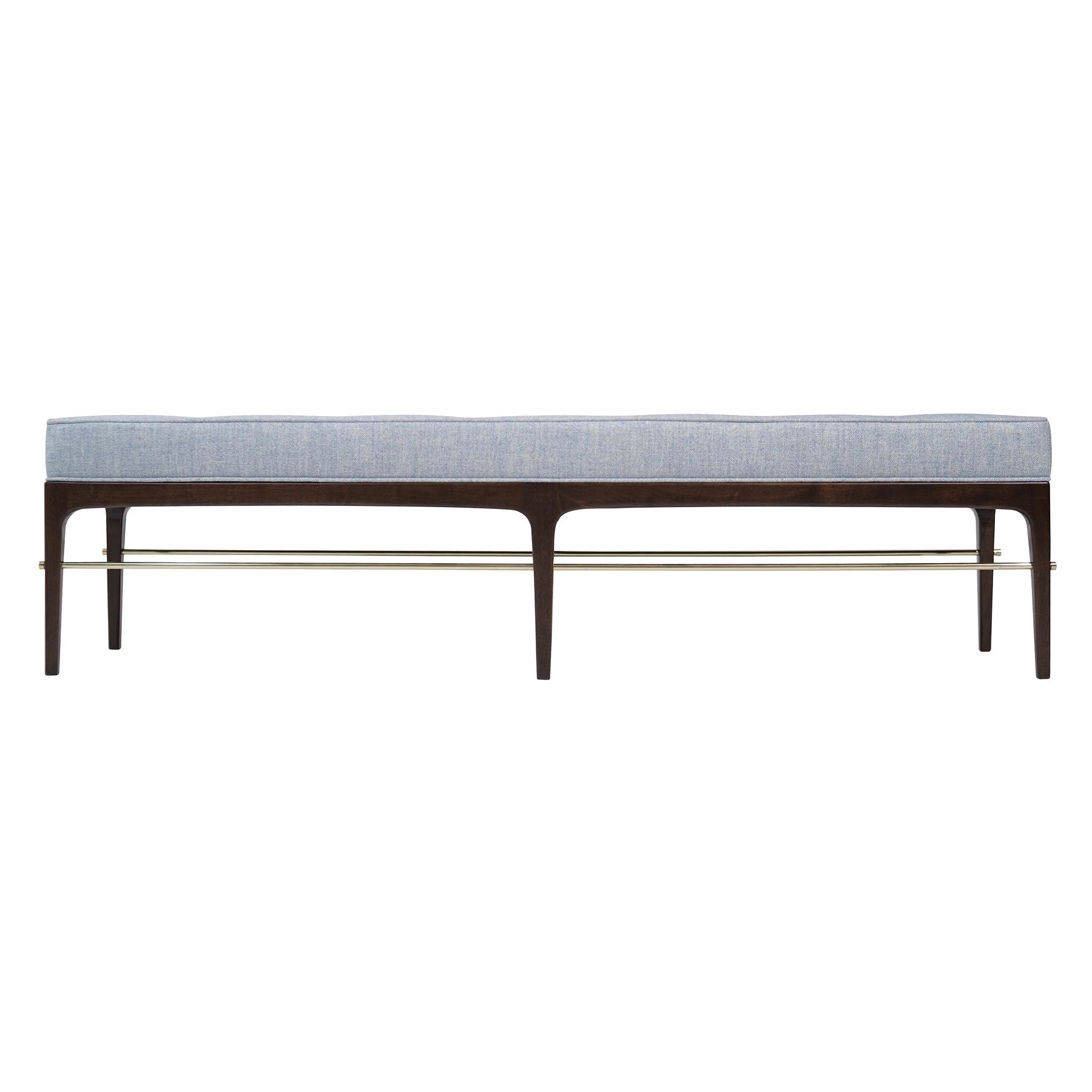 Panca lineare in noce scuro e ottone serie 72 di Stamford Modern in vendita