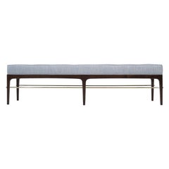 Linear Bench in Dark Walnut and Brass Series 72 by Stamford Modern