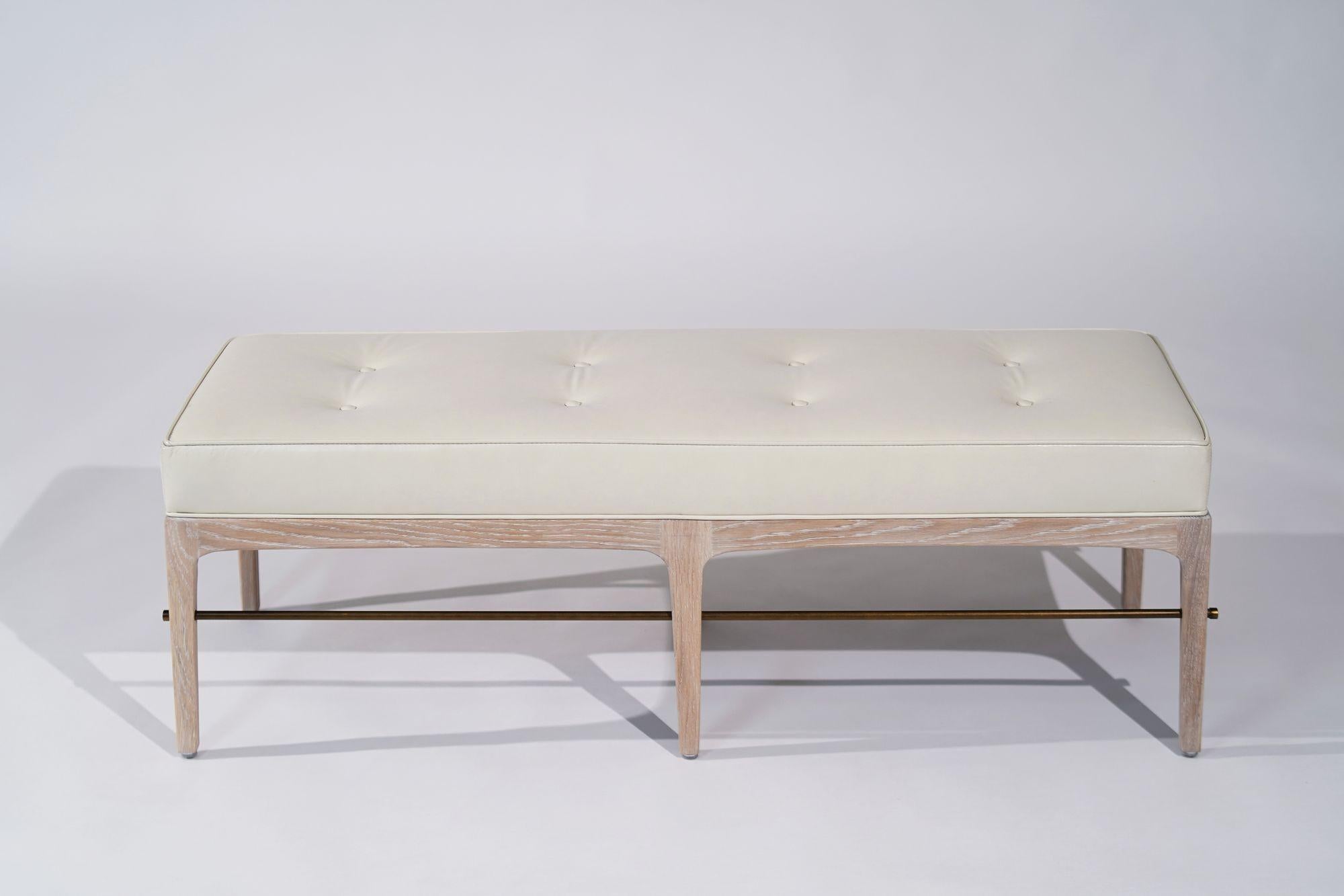 Mid-Century Modern Linear Bench in Limed Oak and Bronze Series 60 For Sale