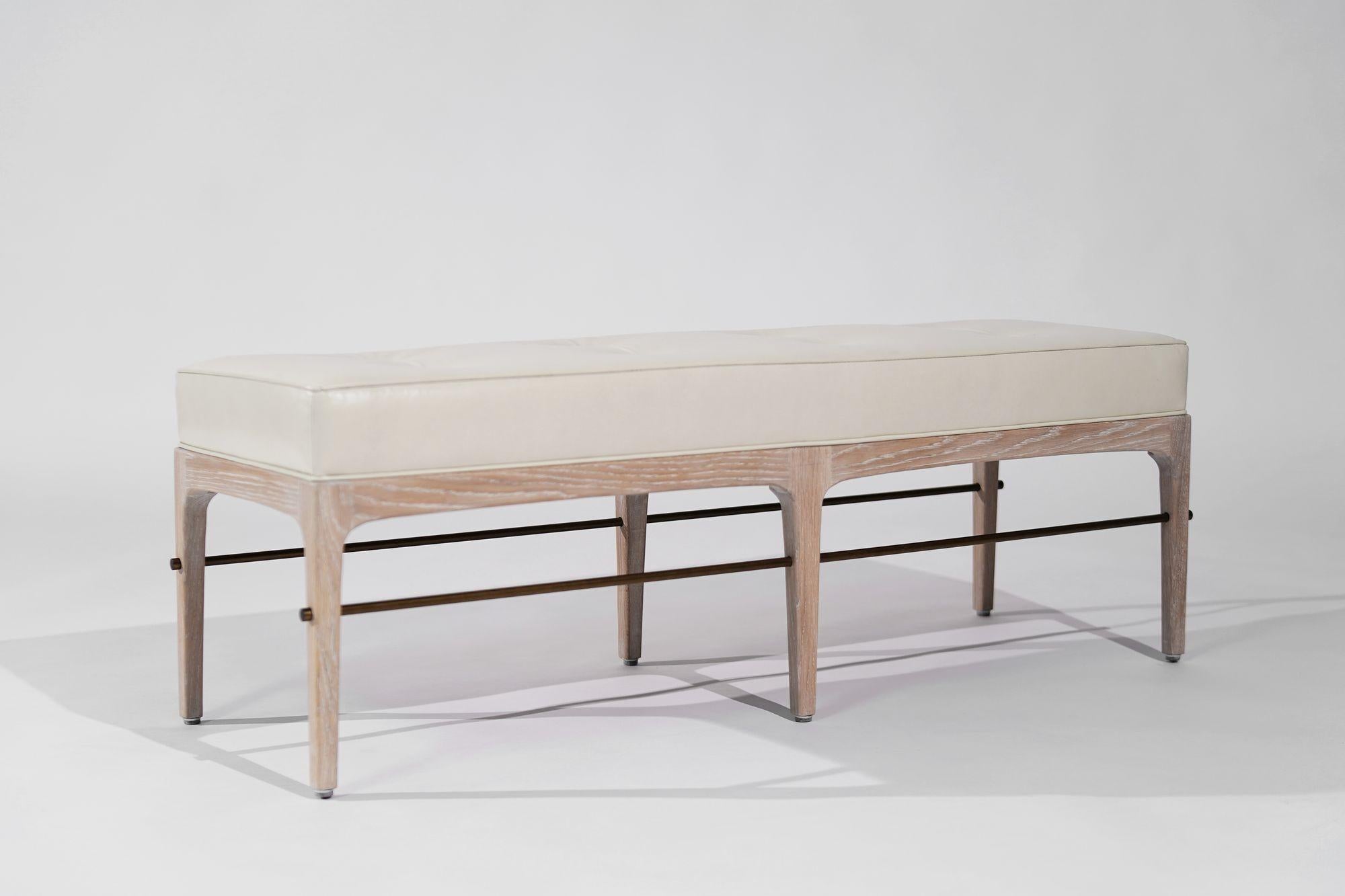 American Linear Bench in Limed Oak and Bronze Series 60 For Sale