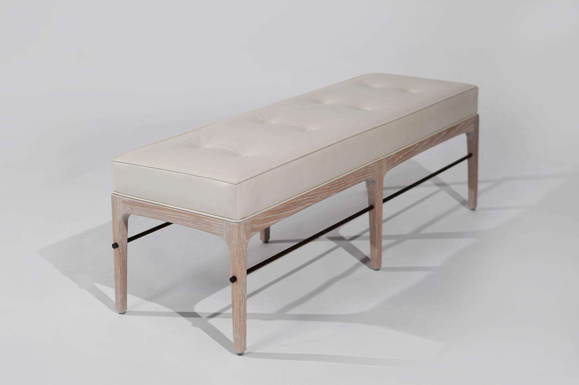 Contemporary Linear Bench in Limed Oak and Bronze Series 60 For Sale
