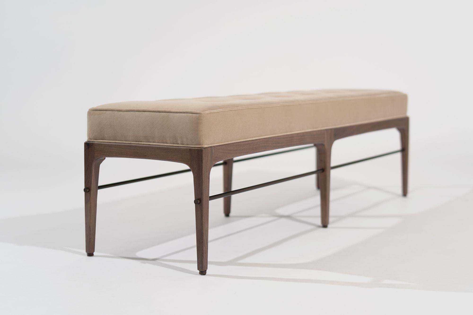 Mid-Century Modern Linear Bench in Natural Wanut Series 60 by Stamford Modern For Sale